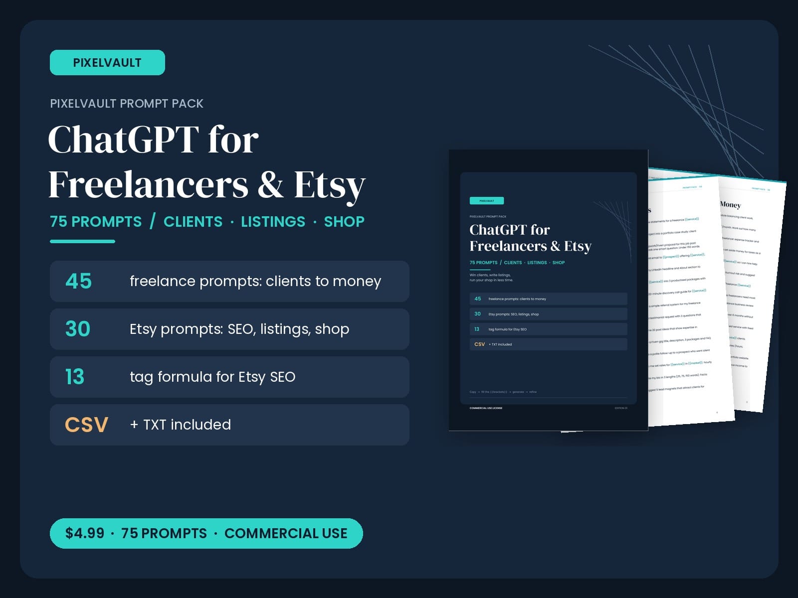 PixelVault ChatGPT for Freelancers & Etsy Sellers - cover