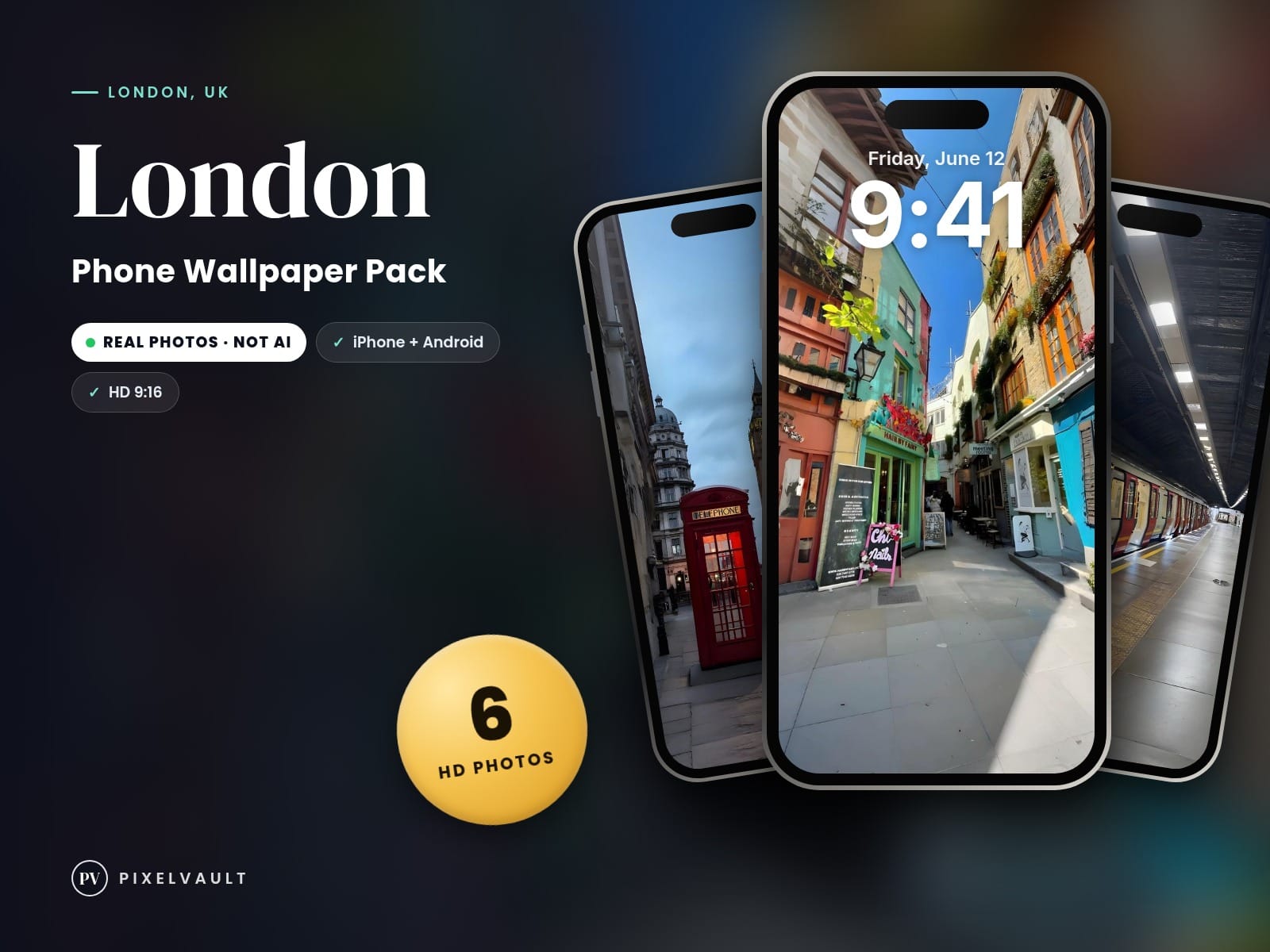 London Phone Wallpaper Pack — 6 Real Travel Photos | Aesthetic iPhone & Android cover (covers-v2)