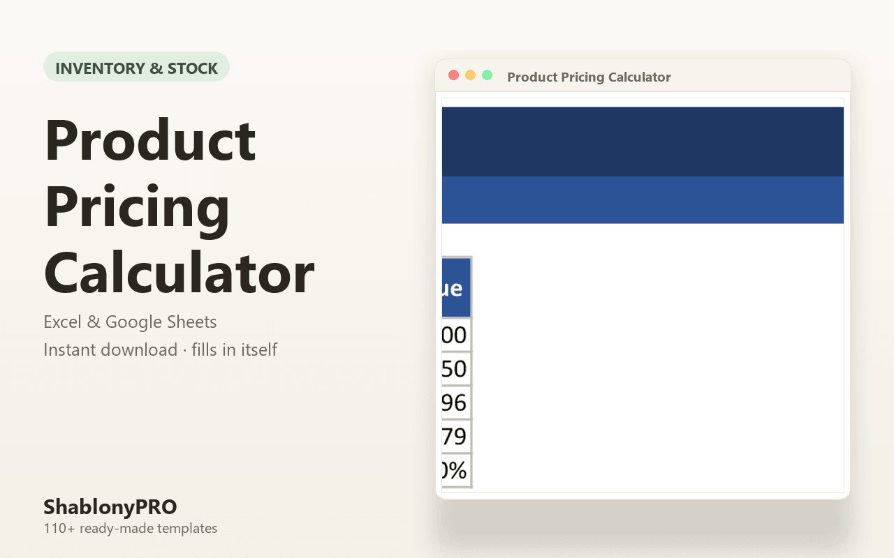 Product Pricing Calculator | Pricing Calculator | Excel & Google Sheets Template