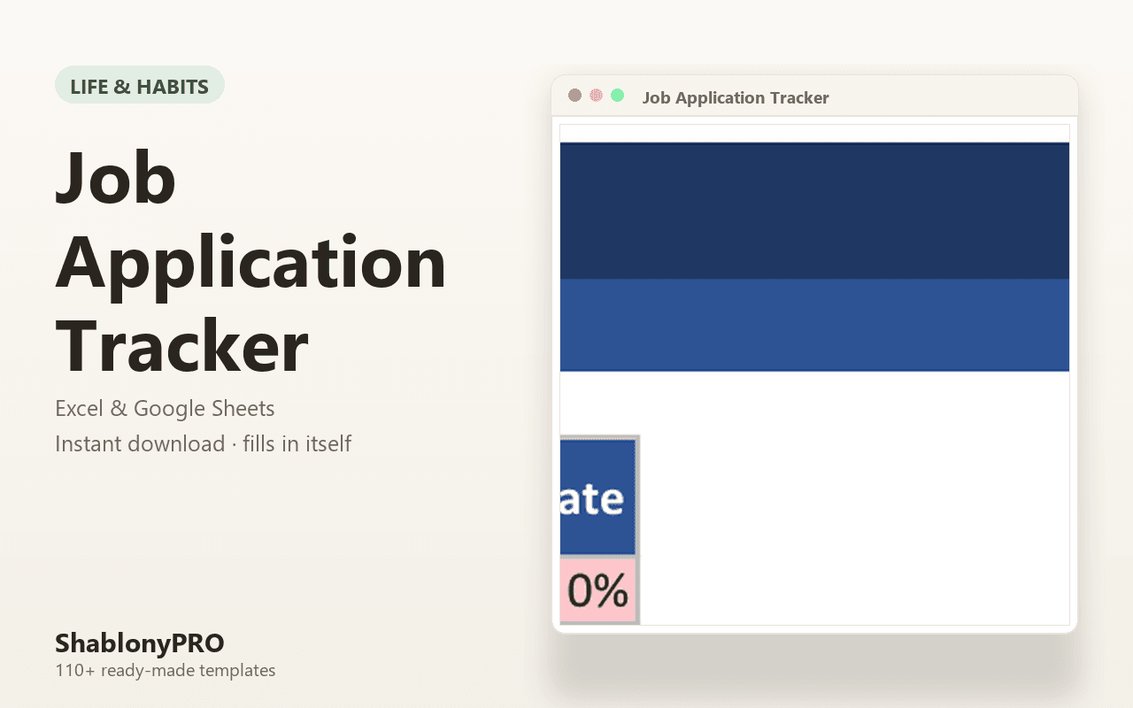 Job Application Tracker | Job Application Tracker | Excel & Google Sheets Templa