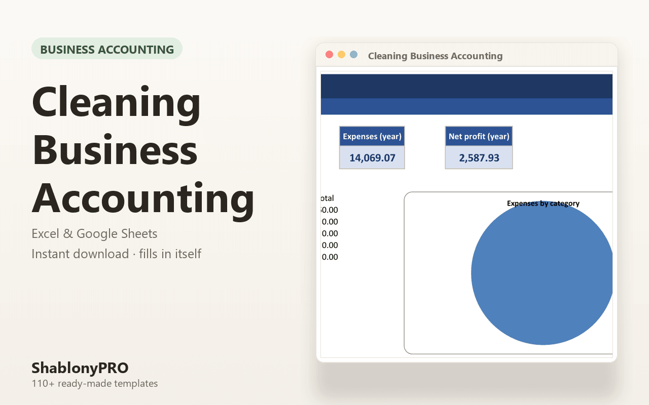 Cleaning Business Accounting | Cleaning Business | Excel & Google Sheets Templat