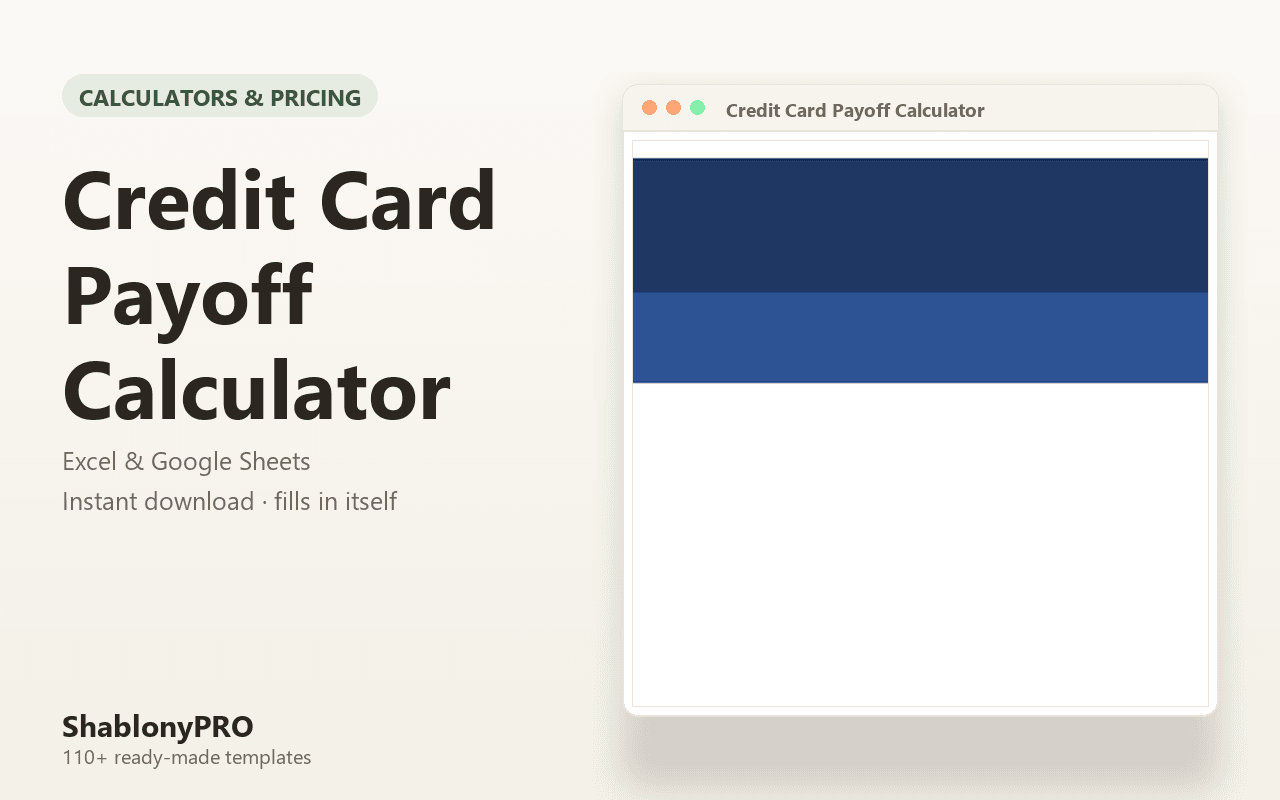 Credit Card Payoff Calculator | Credit Card Payoff | Excel & Google Sheets Templ