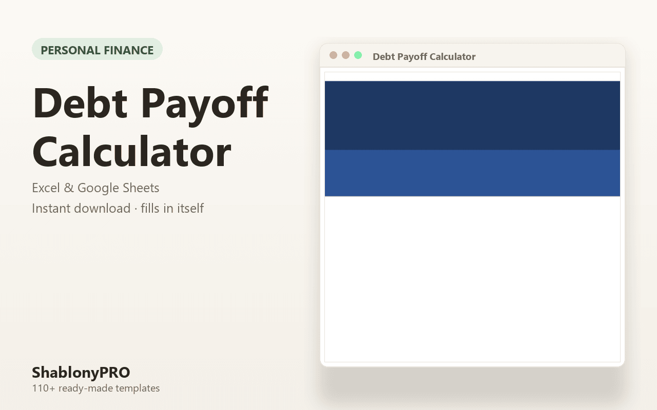 Debt Payoff Calculator | Debt Payoff | Excel & Google Sheets Template