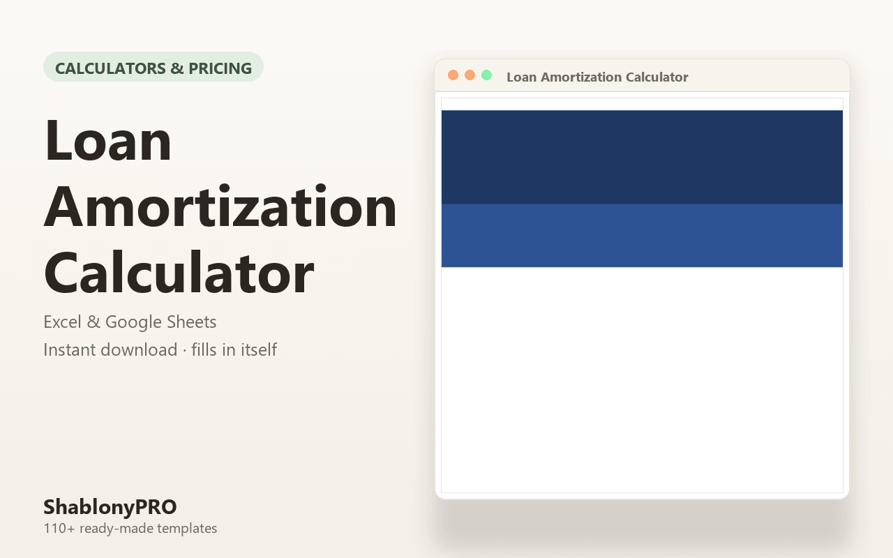 Loan Amortization Calculator | Amortization | Excel & Google Sheets Template