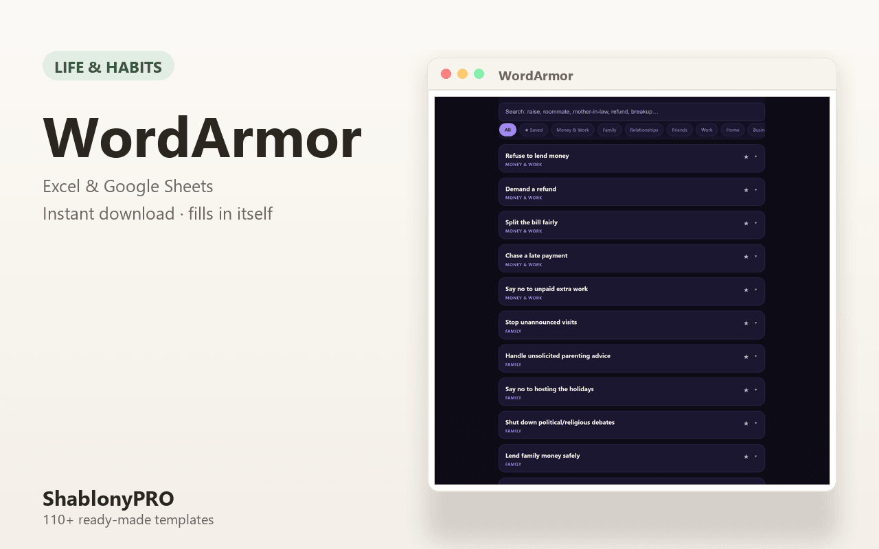 WordArmor — Conversation Scripts for Tough Talks (57 Situations, 3 Tones) | Offl