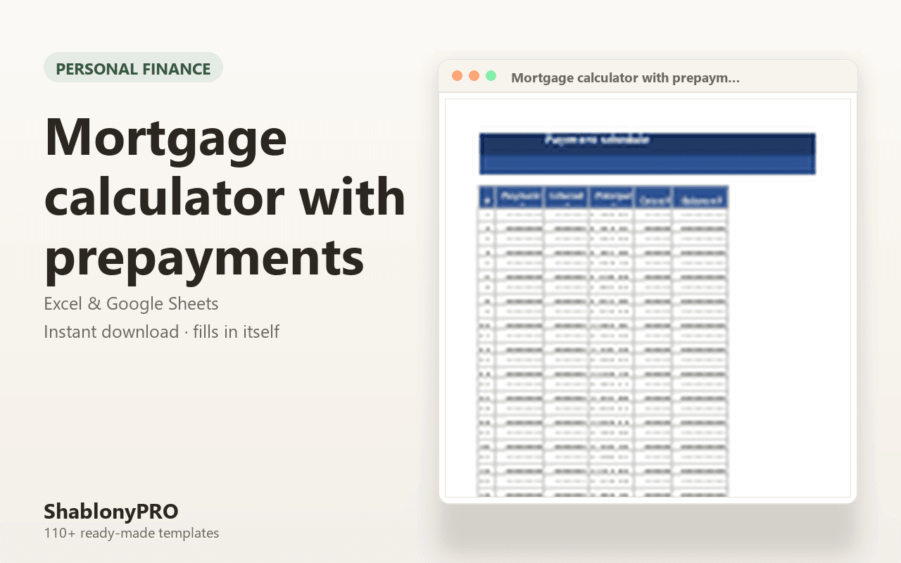 Mortgage calculator with prepayments