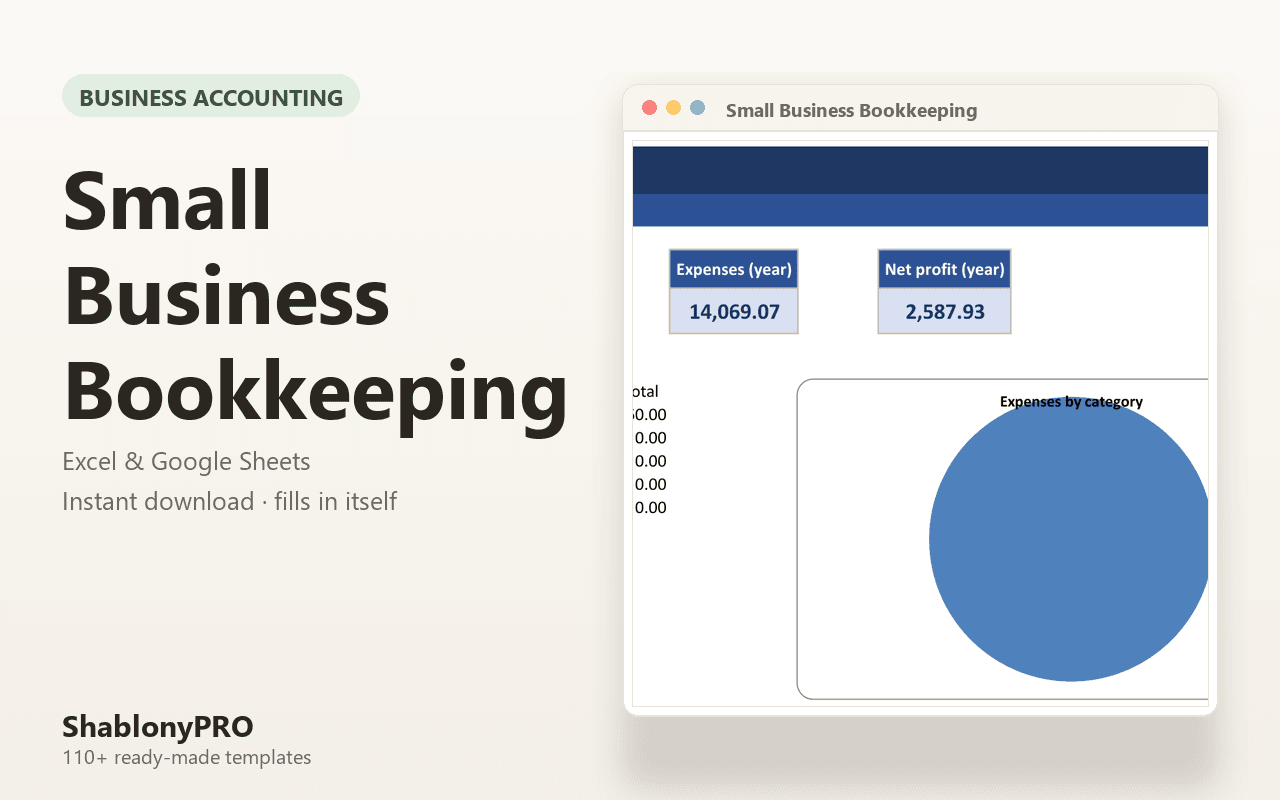 Small Business Bookkeeping | Bookkeeping | Excel & Google Sheets Template