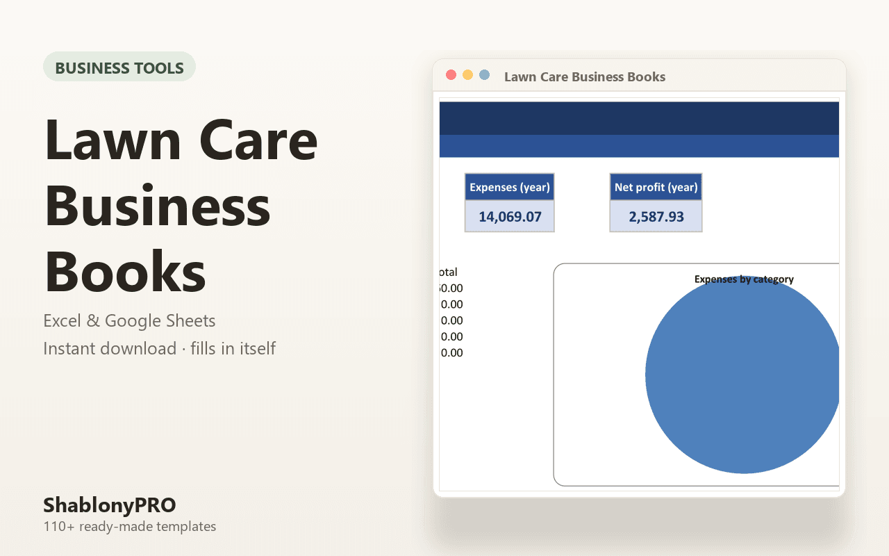 Lawn Care Business Books | Lawn Care Business | Excel & Google Sheets Template