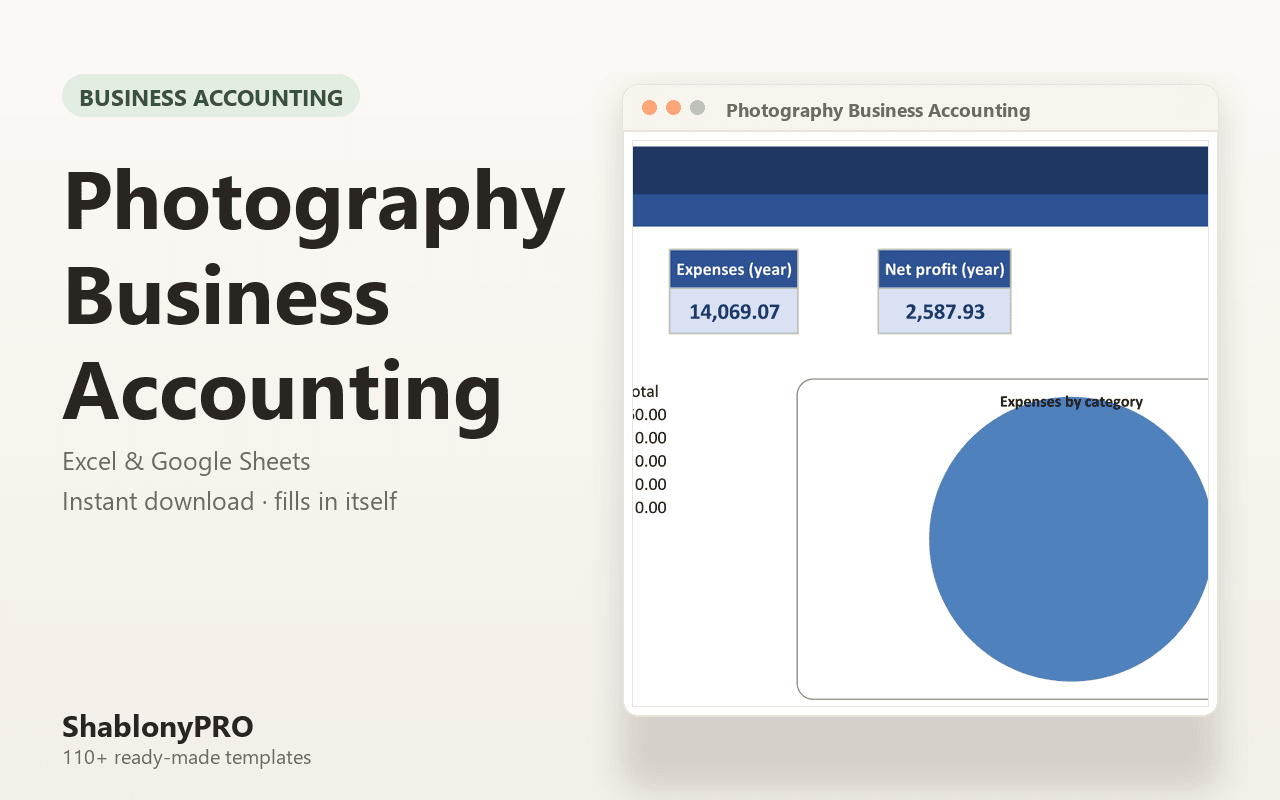 Photography Business Accounting | Photography Business | Excel & Google Sheets T