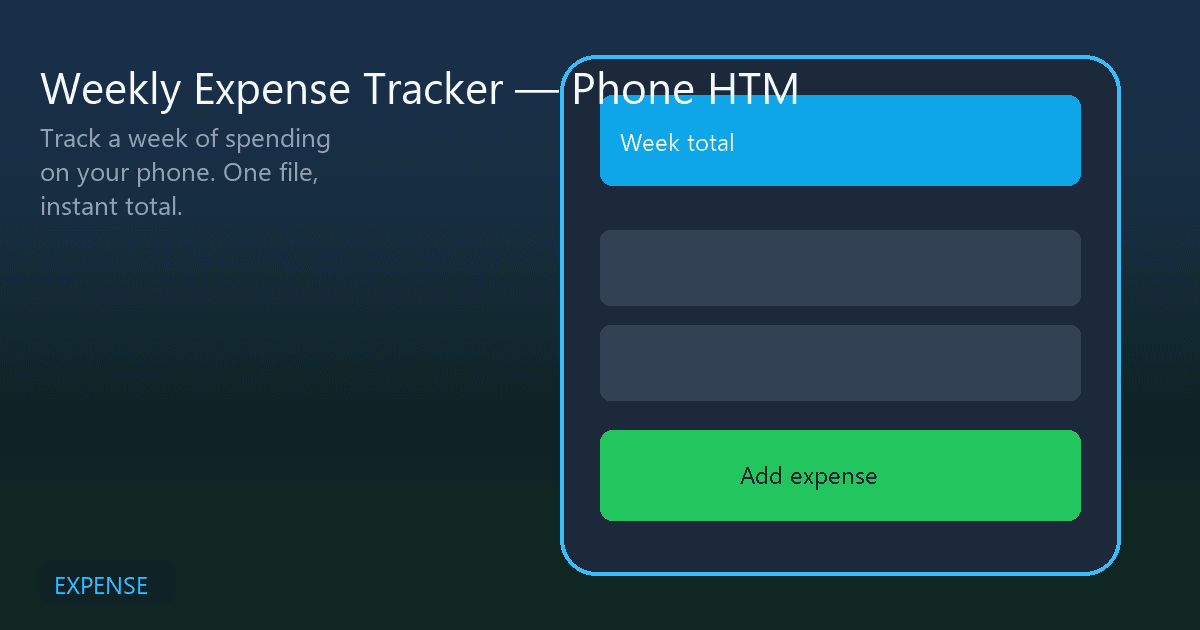 Weekly Expense Tracker — Phone HTML