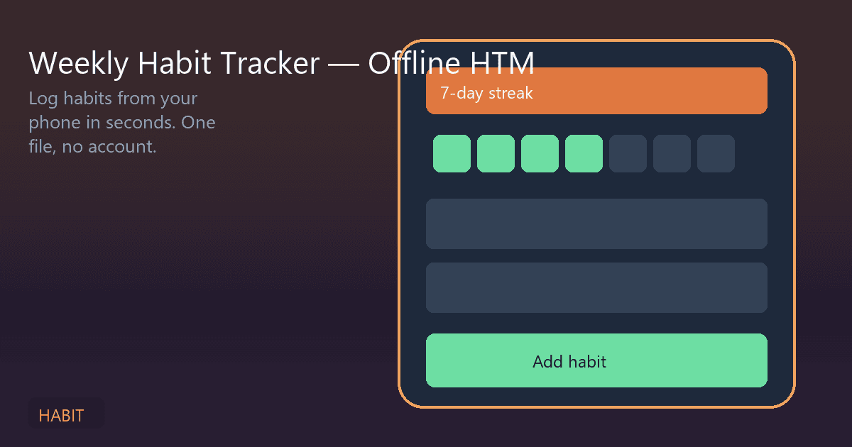 Weekly Habit Tracker — Offline HTML