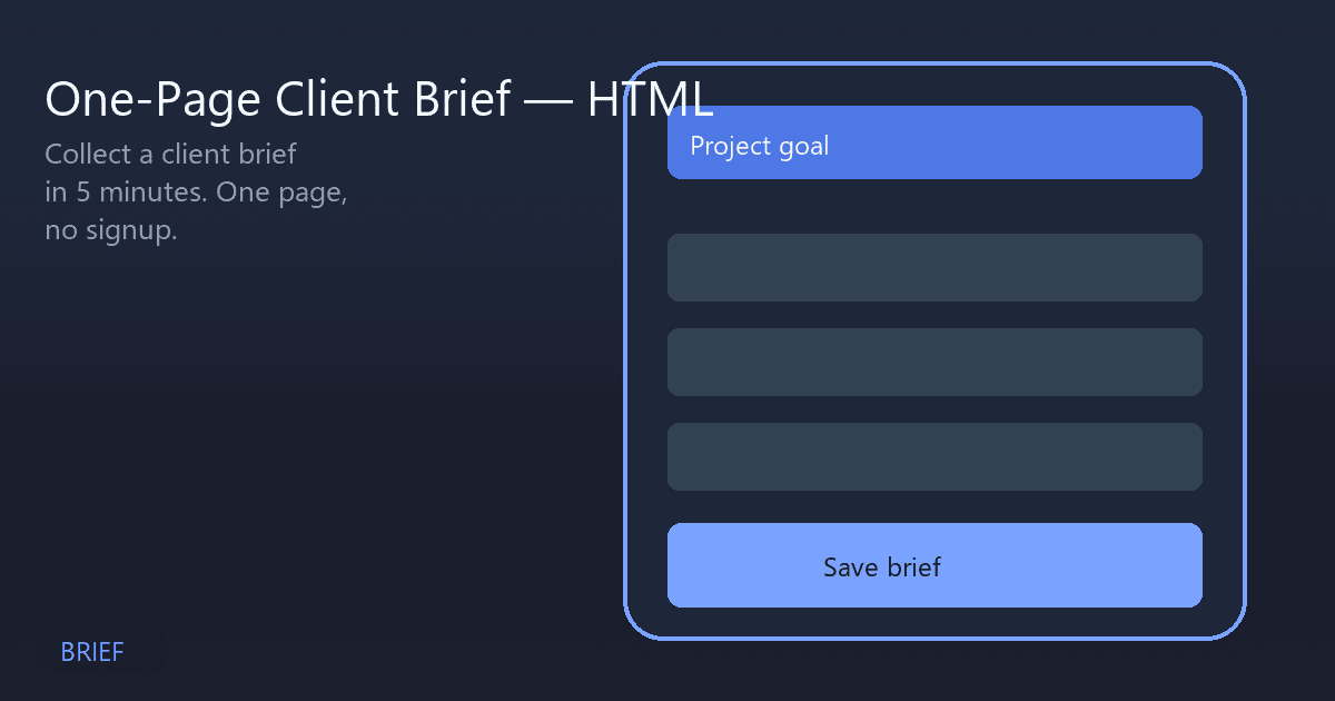 One-Page Client Brief — HTML