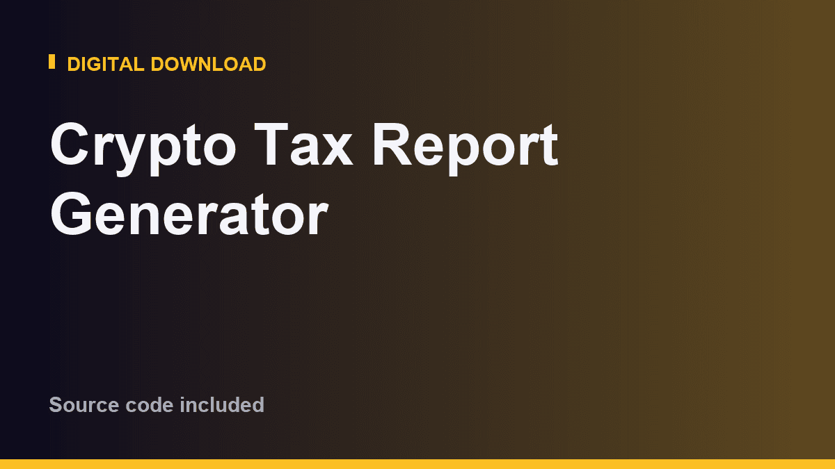 Crypto Tax Report Generator