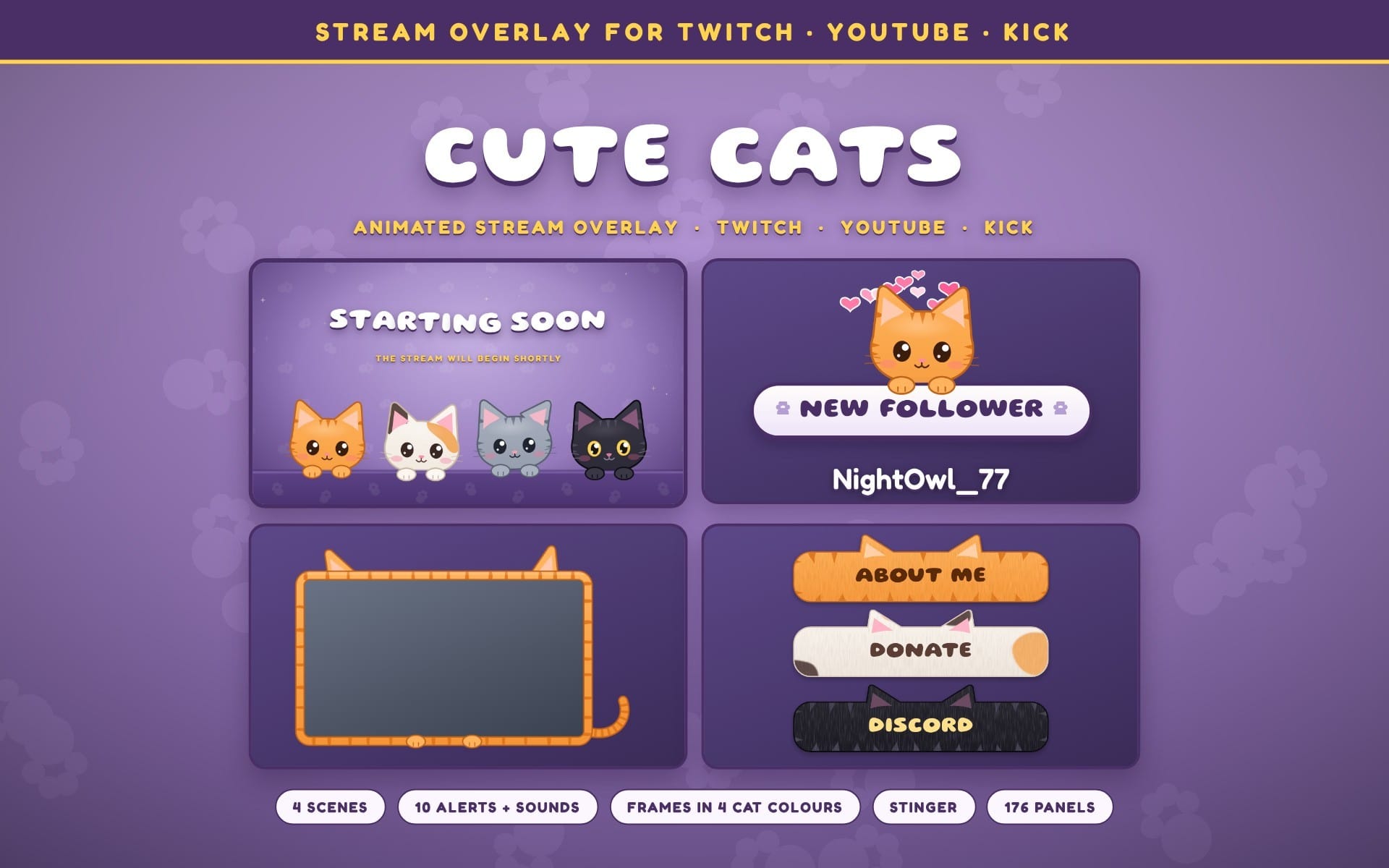 Cute Cats Stream Overlay Package