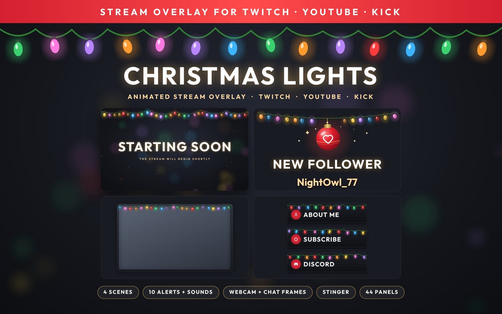 Christmas Lights Stream Overlay Package