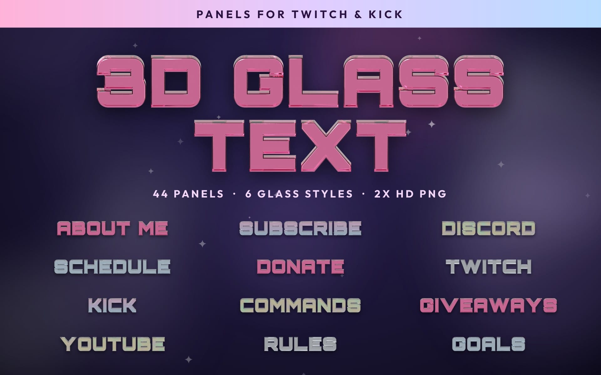 3D Glass Text Twitch Panels