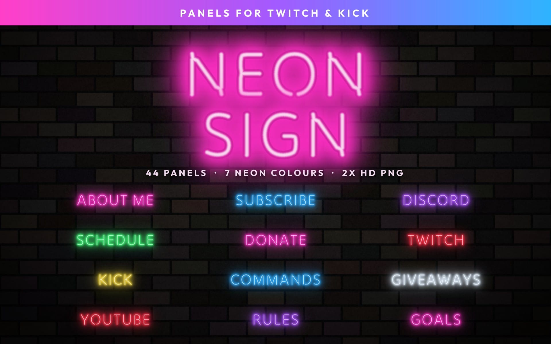 Neon Sign Twitch Panels