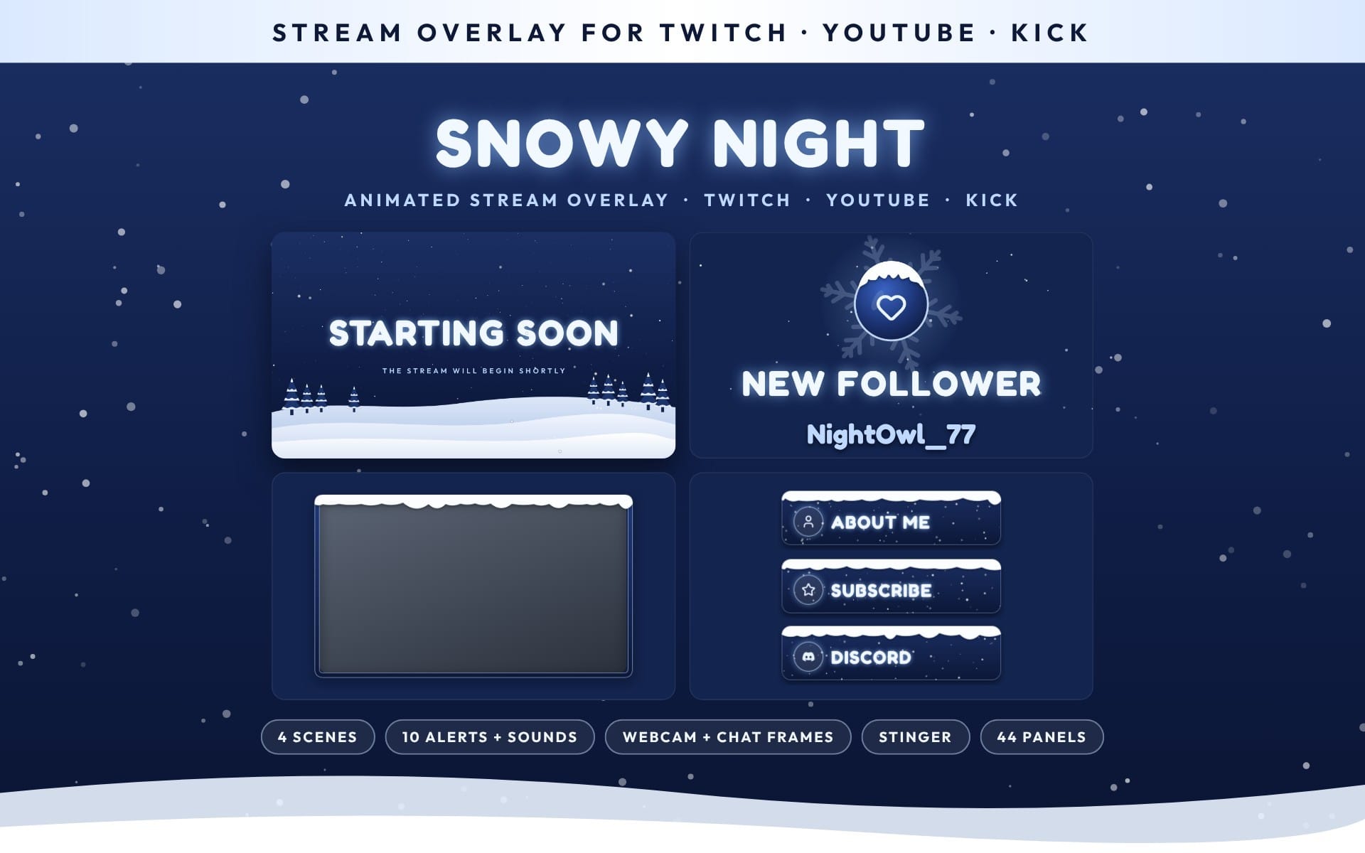 Snowy Night Stream Overlay Package