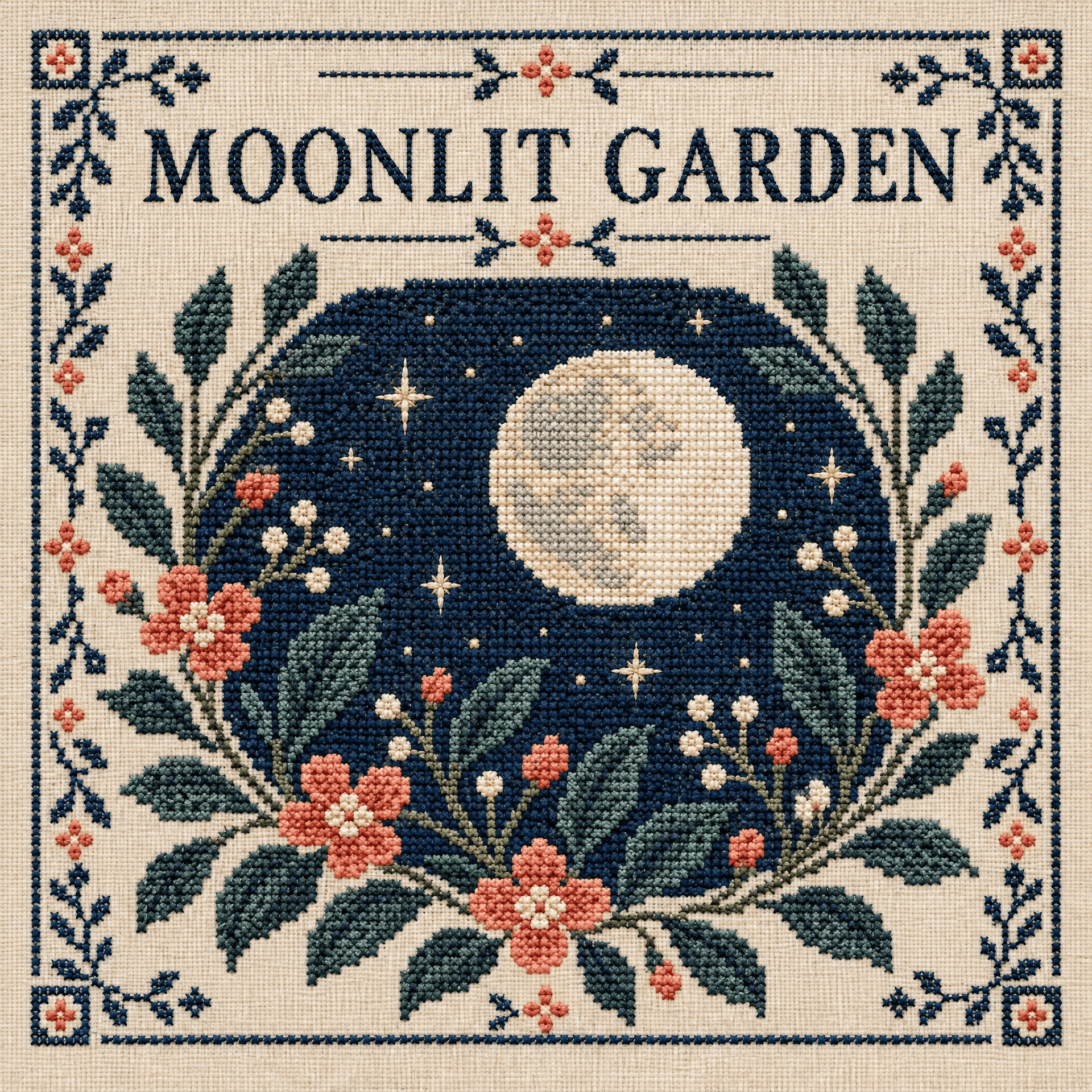 Moonlit Garden Cross-Stitch Blueprint cover 1