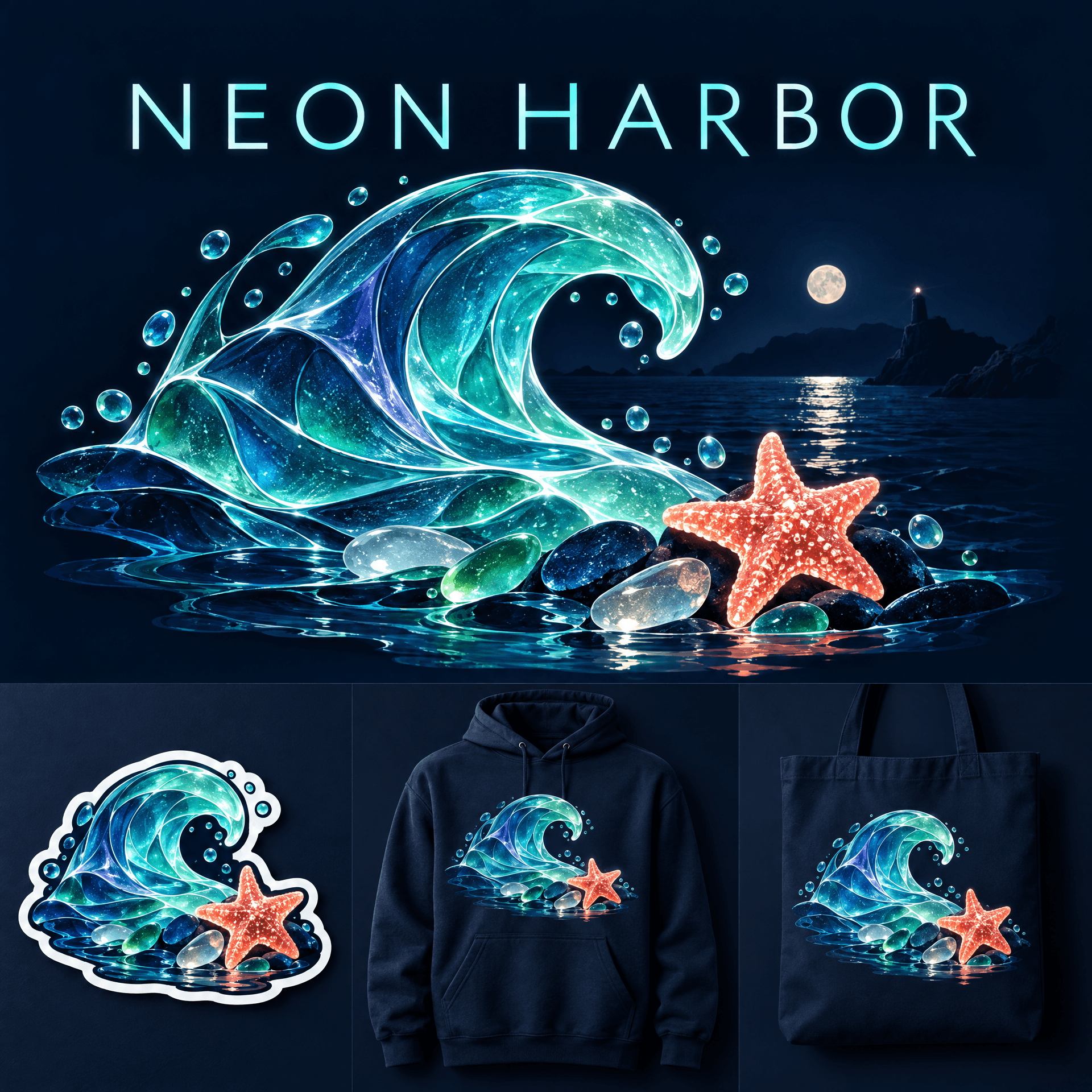 Neon Harbor Sticker & T-Shirt Starter Kit cover 1