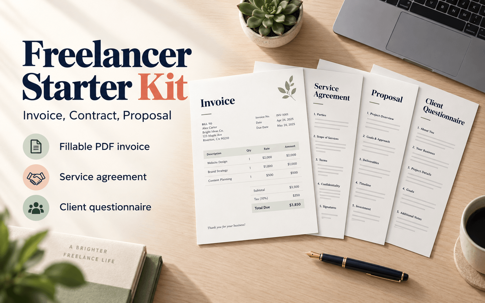 Freelancer Starter Kit — Invoice, Contract & Questionnaires