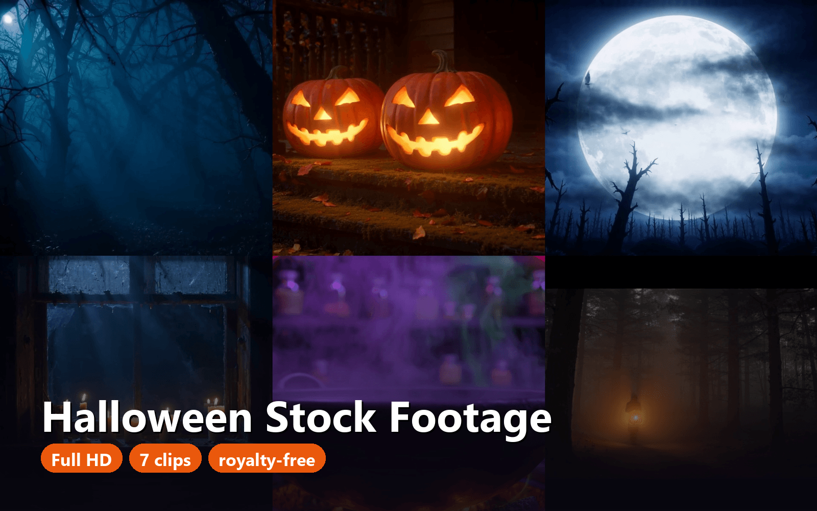 Halloween Stock Footage - 7 Spooky Cinematic Clips, Full HD MP4