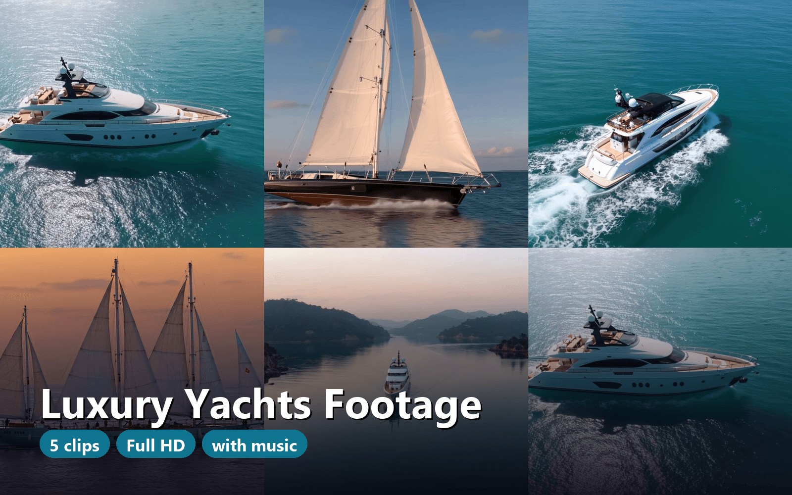 Luxury Yachts Stock Footage Pack — 5 Cinematic MP4 Clips
