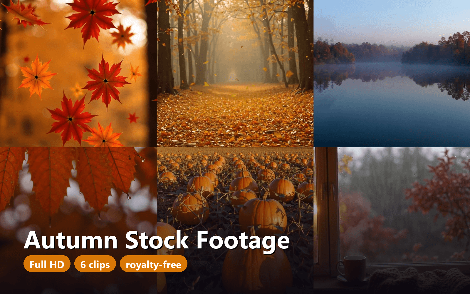 Autumn Stock Footage - 6 Fall Nature Clips, Full HD MP4