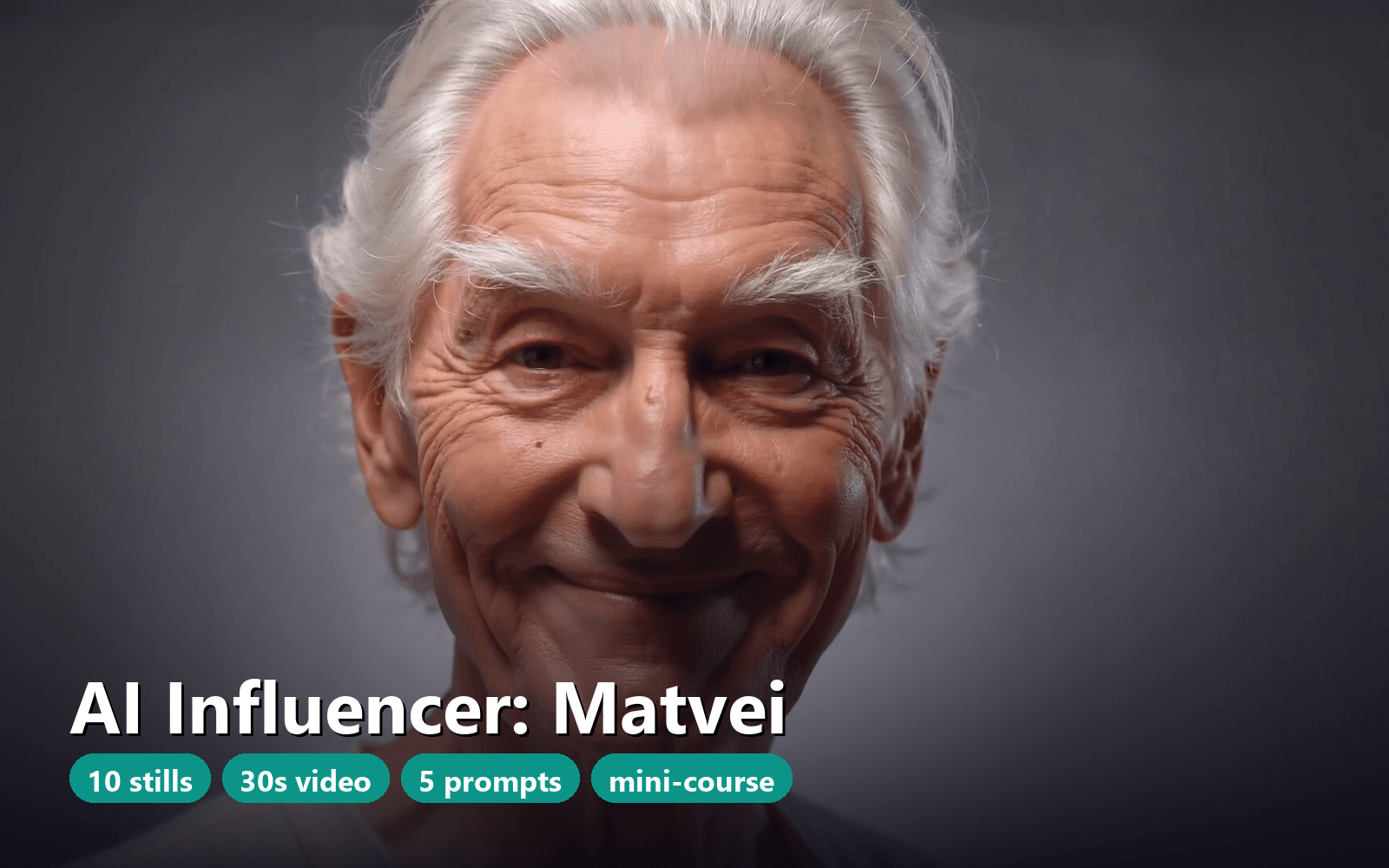 AI Influencer Character Pack: Matvei, Elderly Folk Healer - 10 Stills, 30s Video, Prompts & Course
