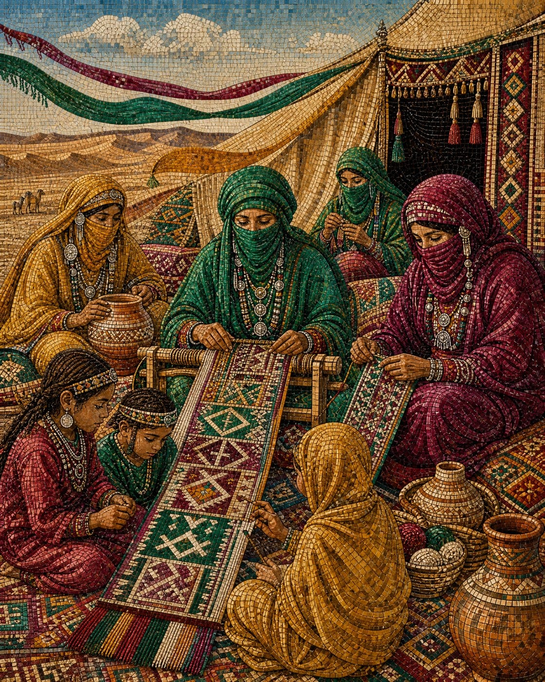 Hands of the Textile Keepers — Tuareg Heritage Digital Art