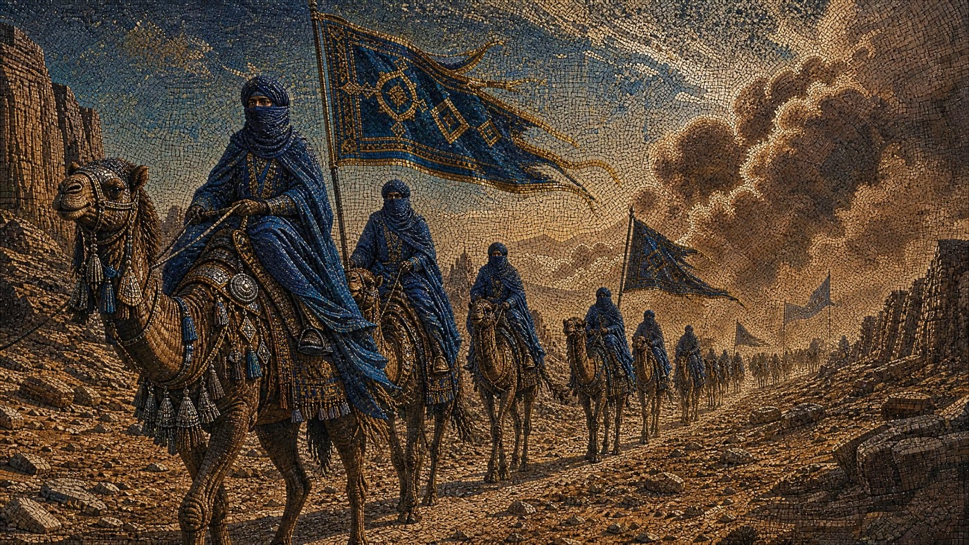 Caravan Before the Storm — Sahara Mosaic
