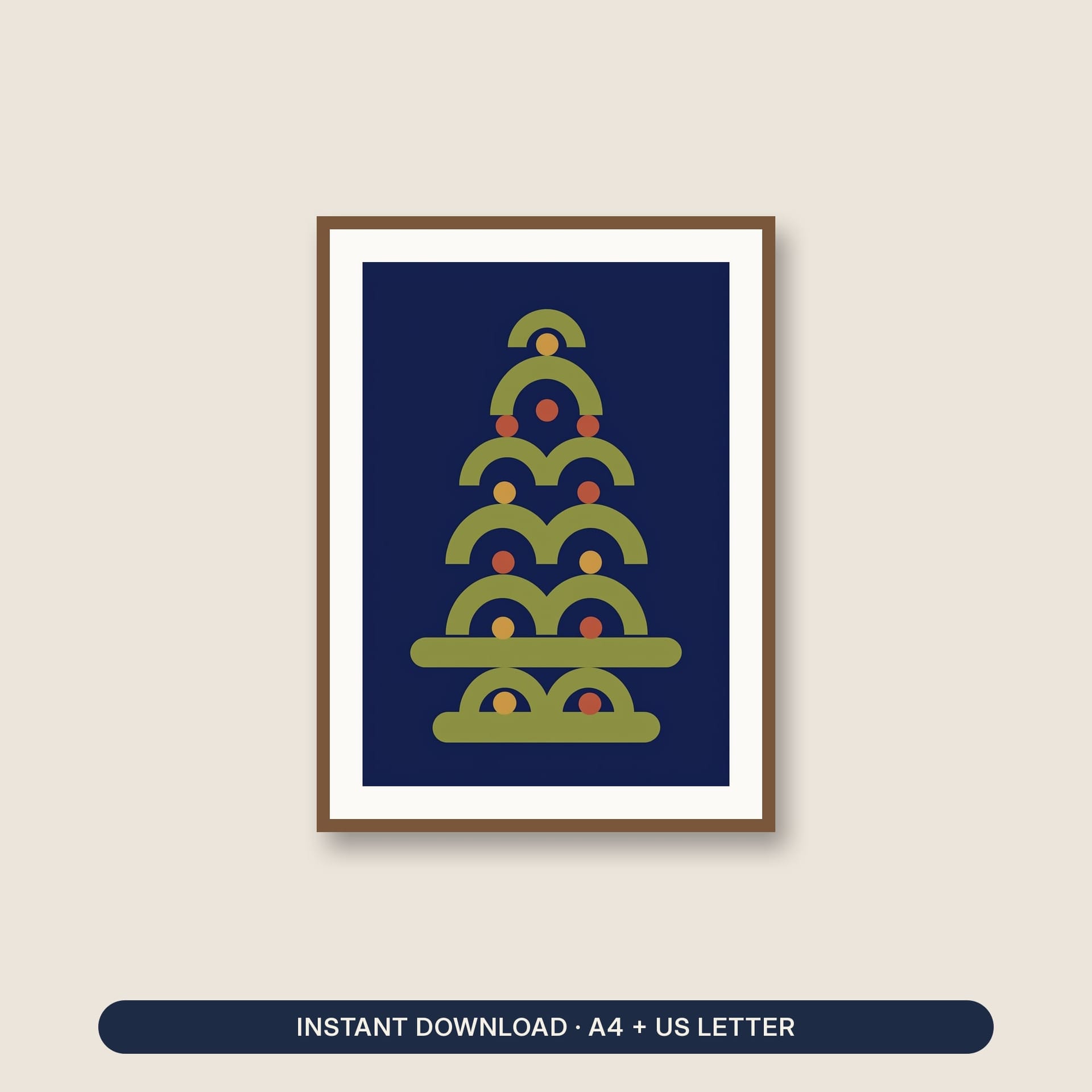 Christmas Wall Art Printable – listing cover with the blank and the colored-in page
