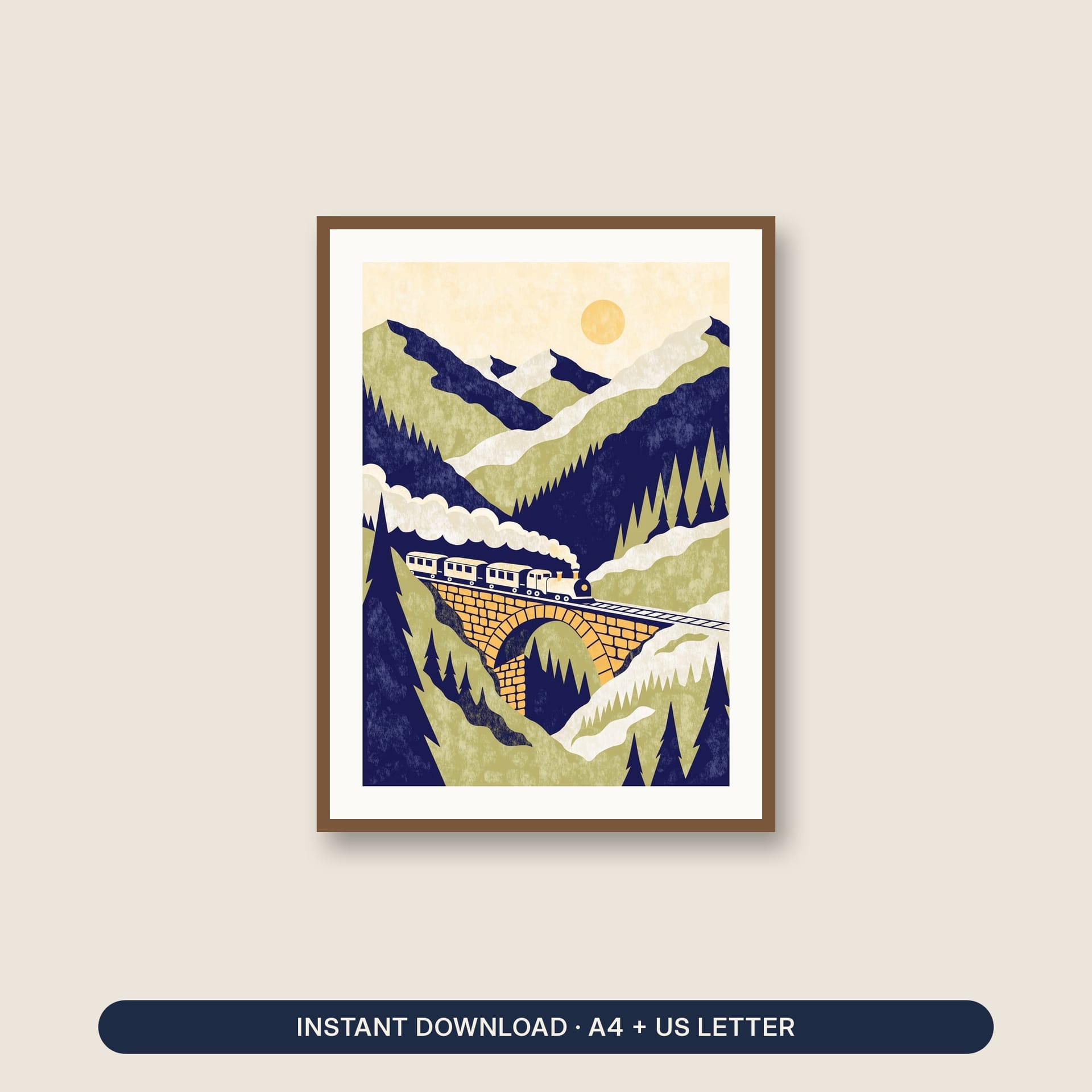 Woodland Train Nursery Wall Art Printable – listing cover of the printable wall art