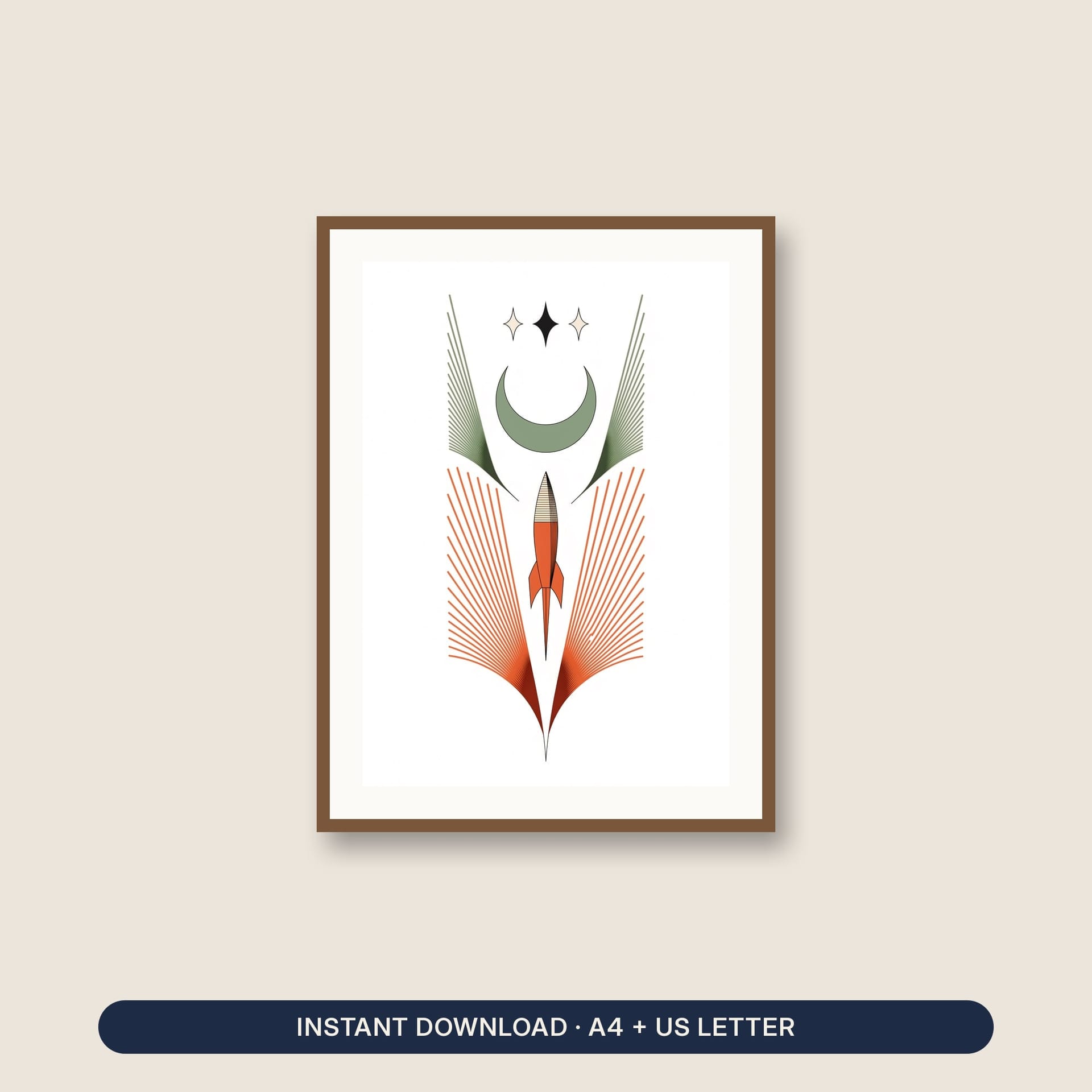 Space Nursery Wall Art Printable – listing cover with the blank and the colored-in page