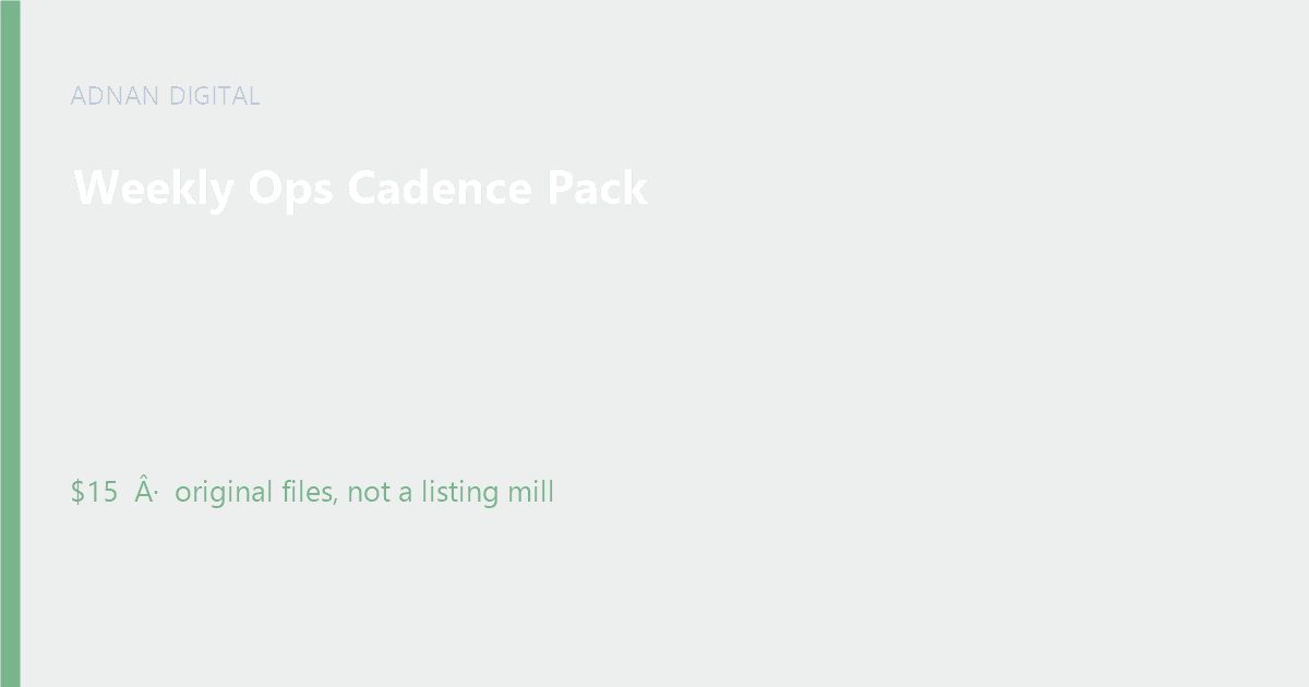 Weekly Ops Cadence Pack cover