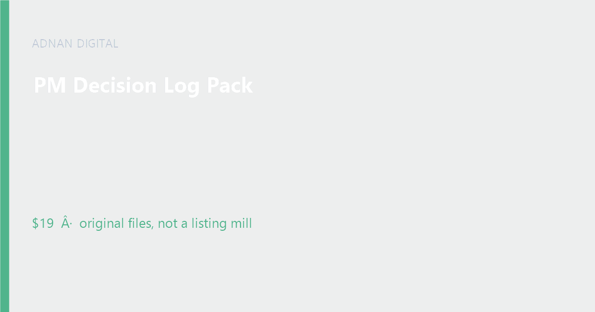 PM Decision Log Pack cover