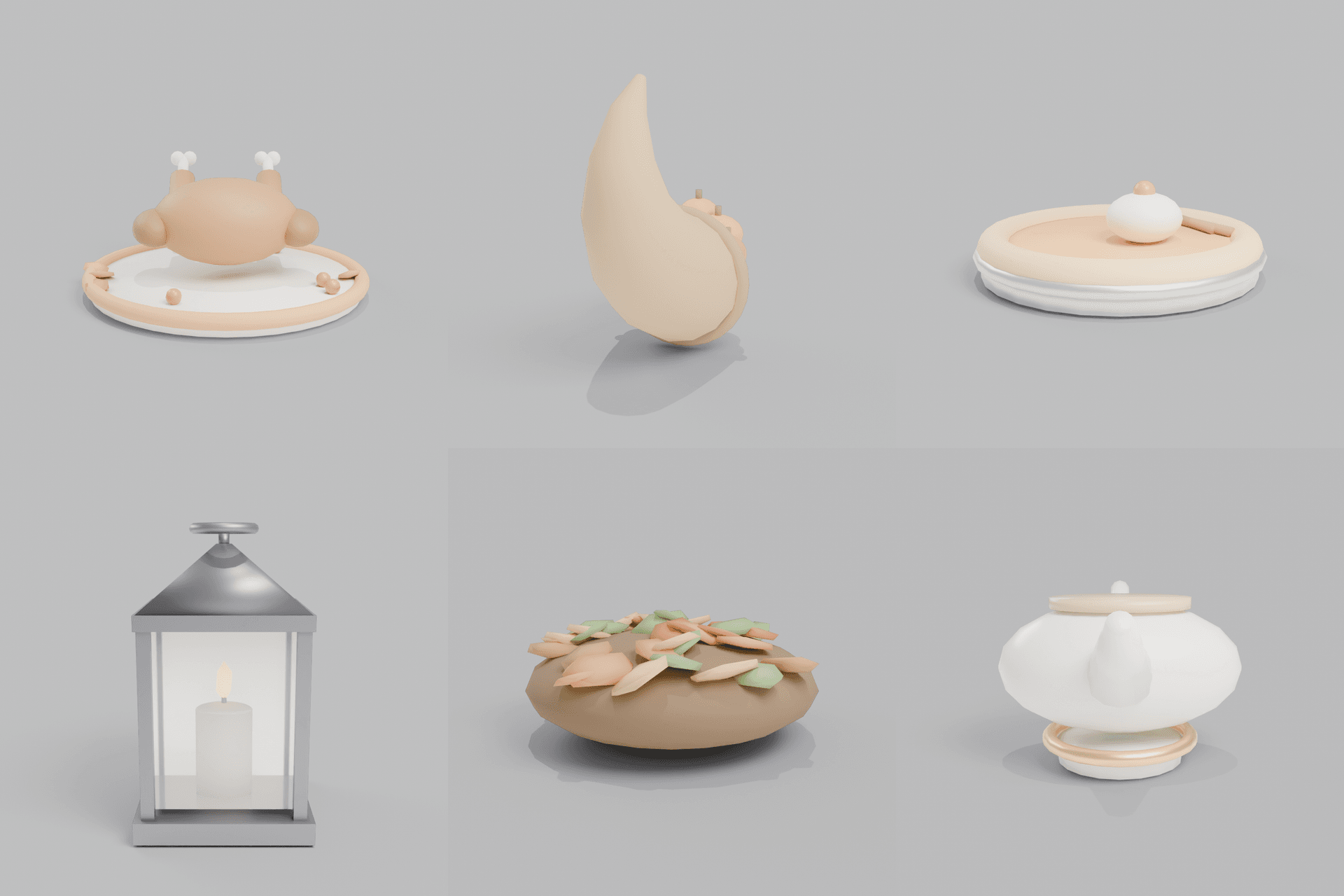 Harvest Feast — 6 Stylized 3D Thanksgiving Props - cover: front views