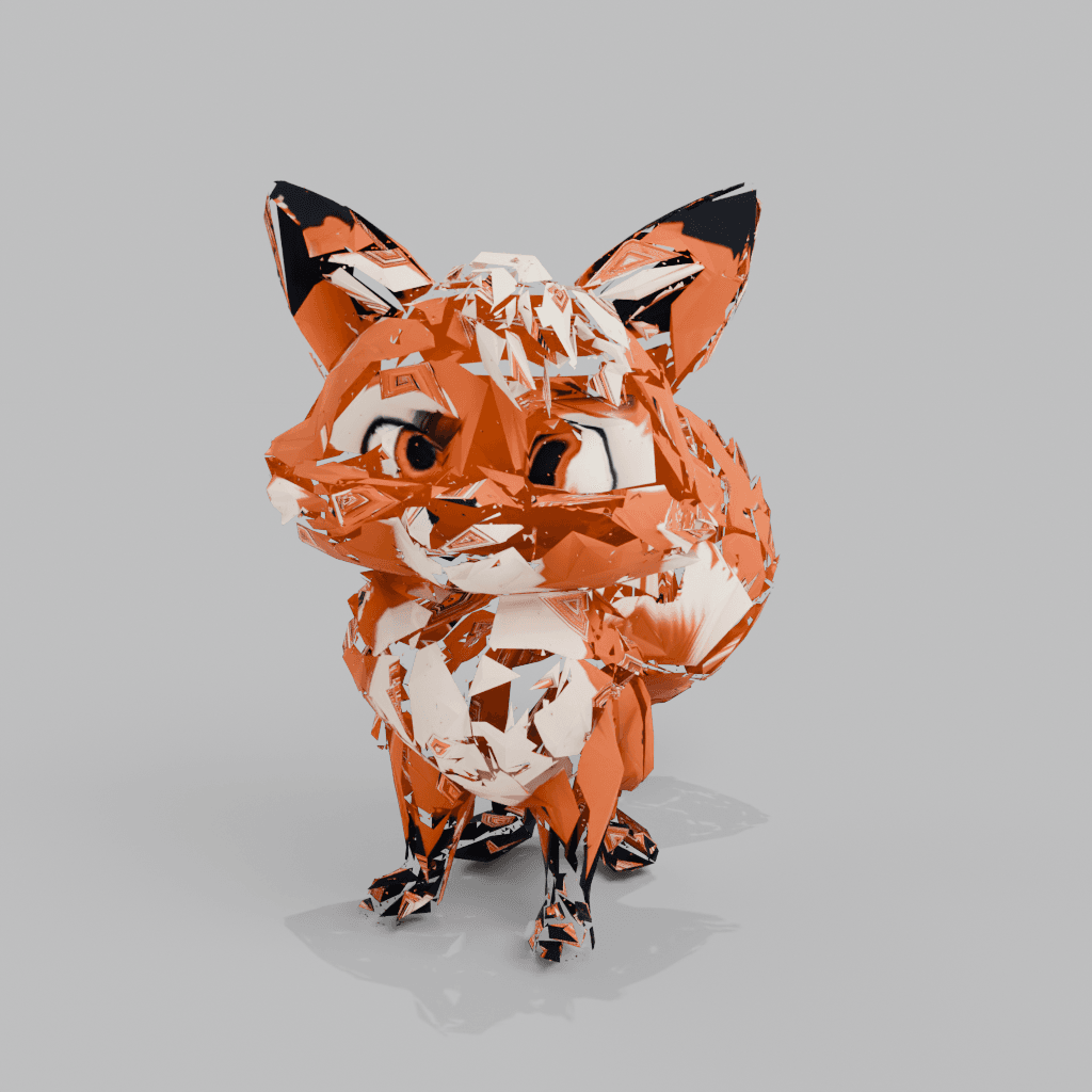 Stylized red fox low-poly game asset: main studio render