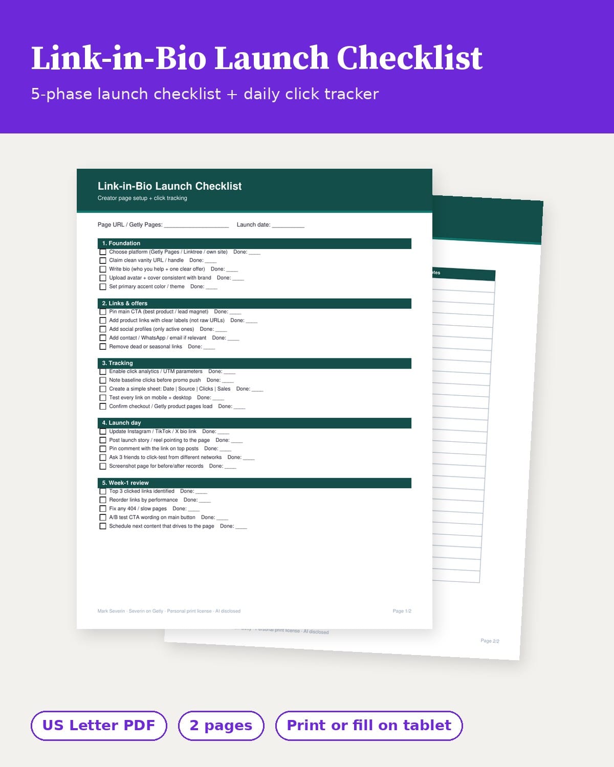 Link-in-Bio Launch Checklist (Printable)