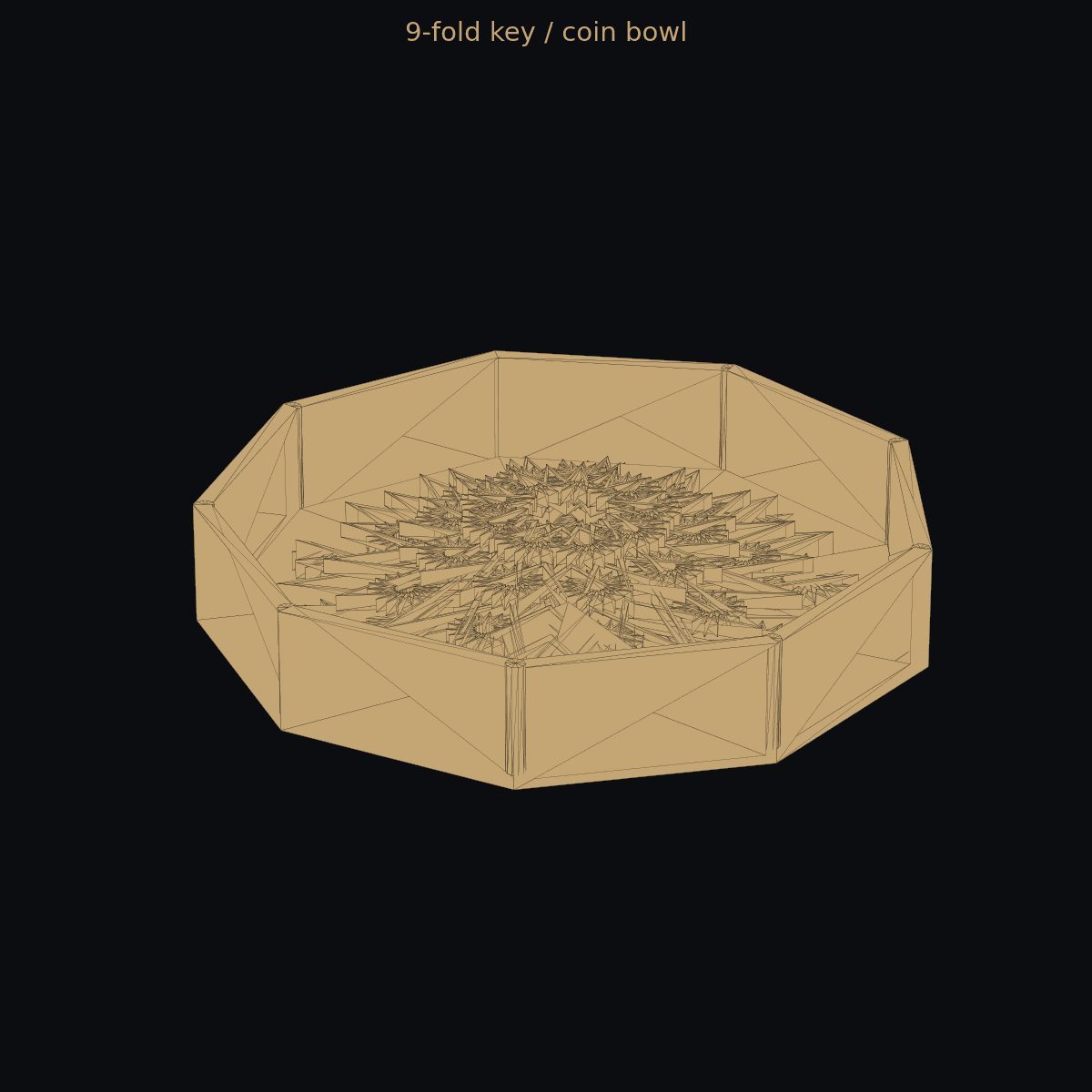 9-fold key / coin bowl — 3D print (two-color)