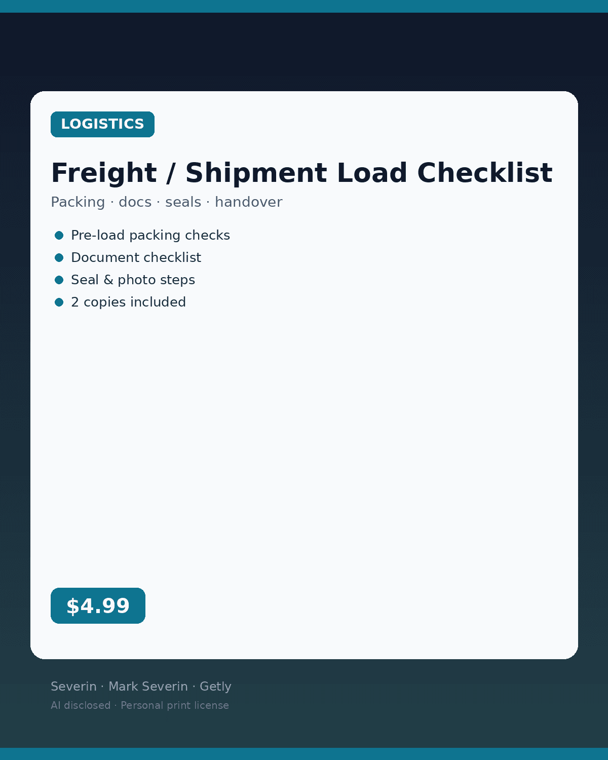 Freight / Shipment Load Checklist (Printable)