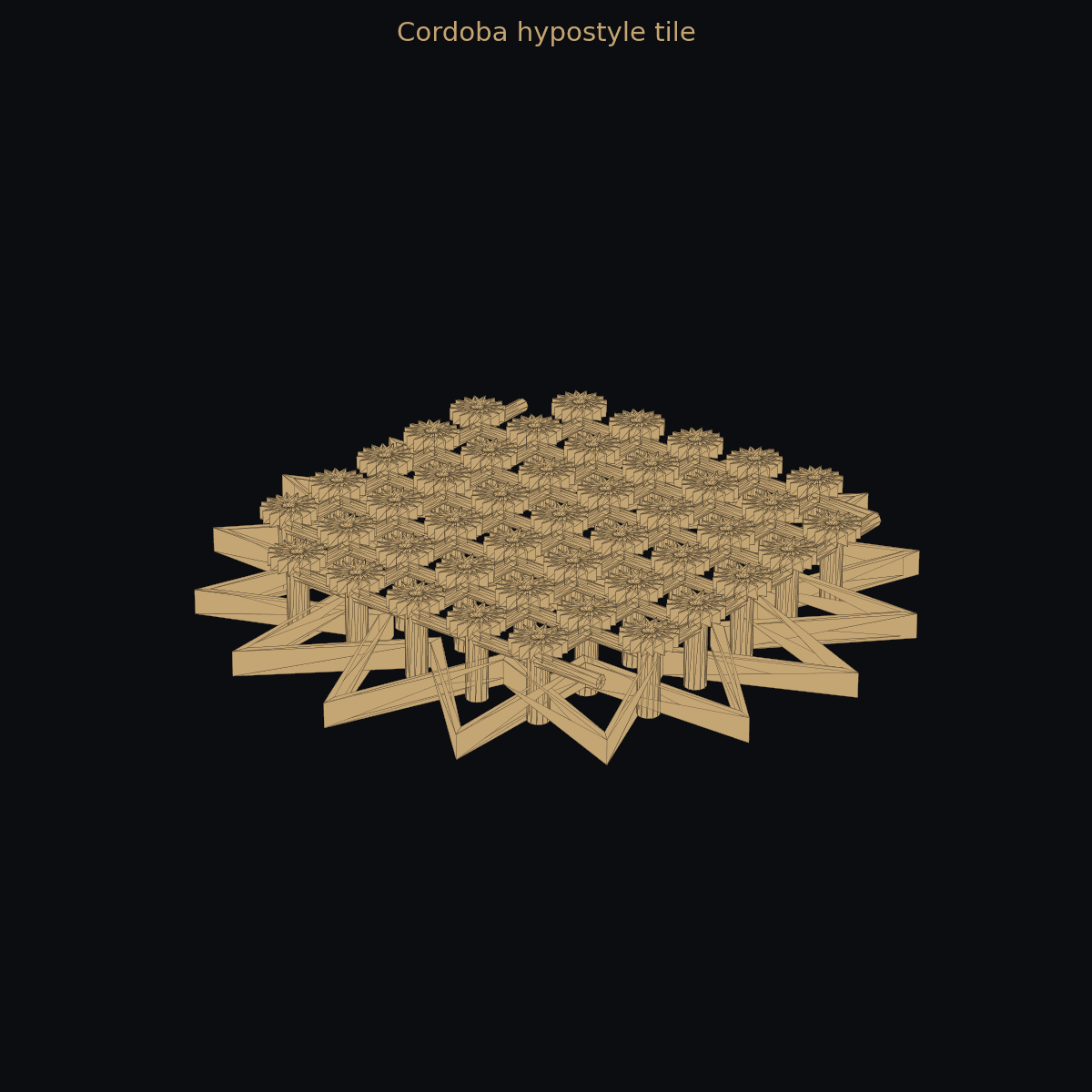 Cordoba hypostyle tile — 3D column grid (two-color)