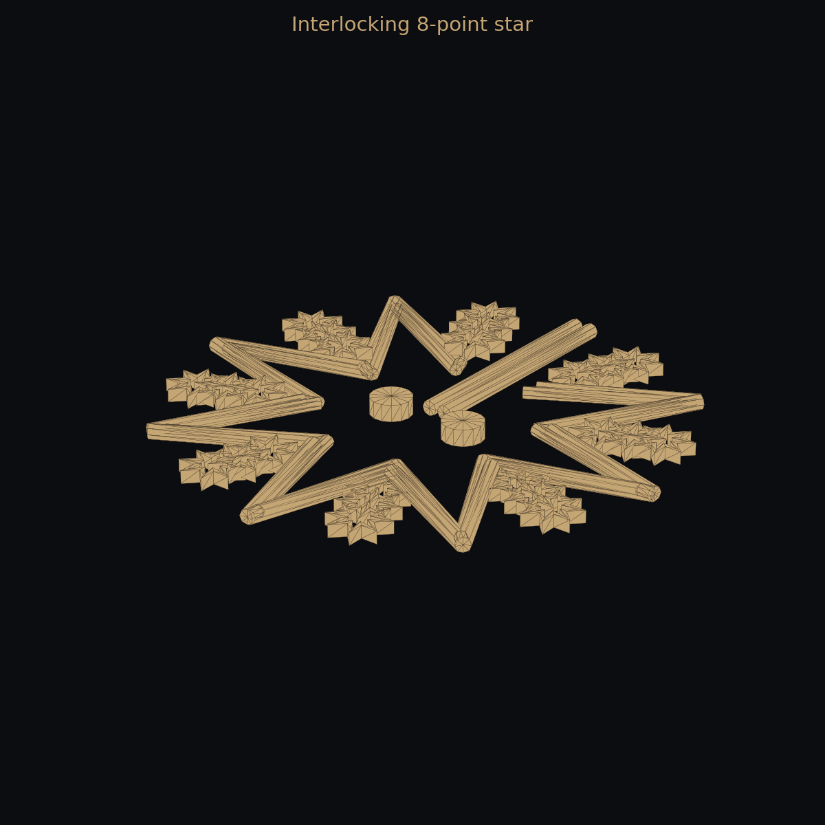 Interlocking 8-point star — 3D print (assemble, no glue)