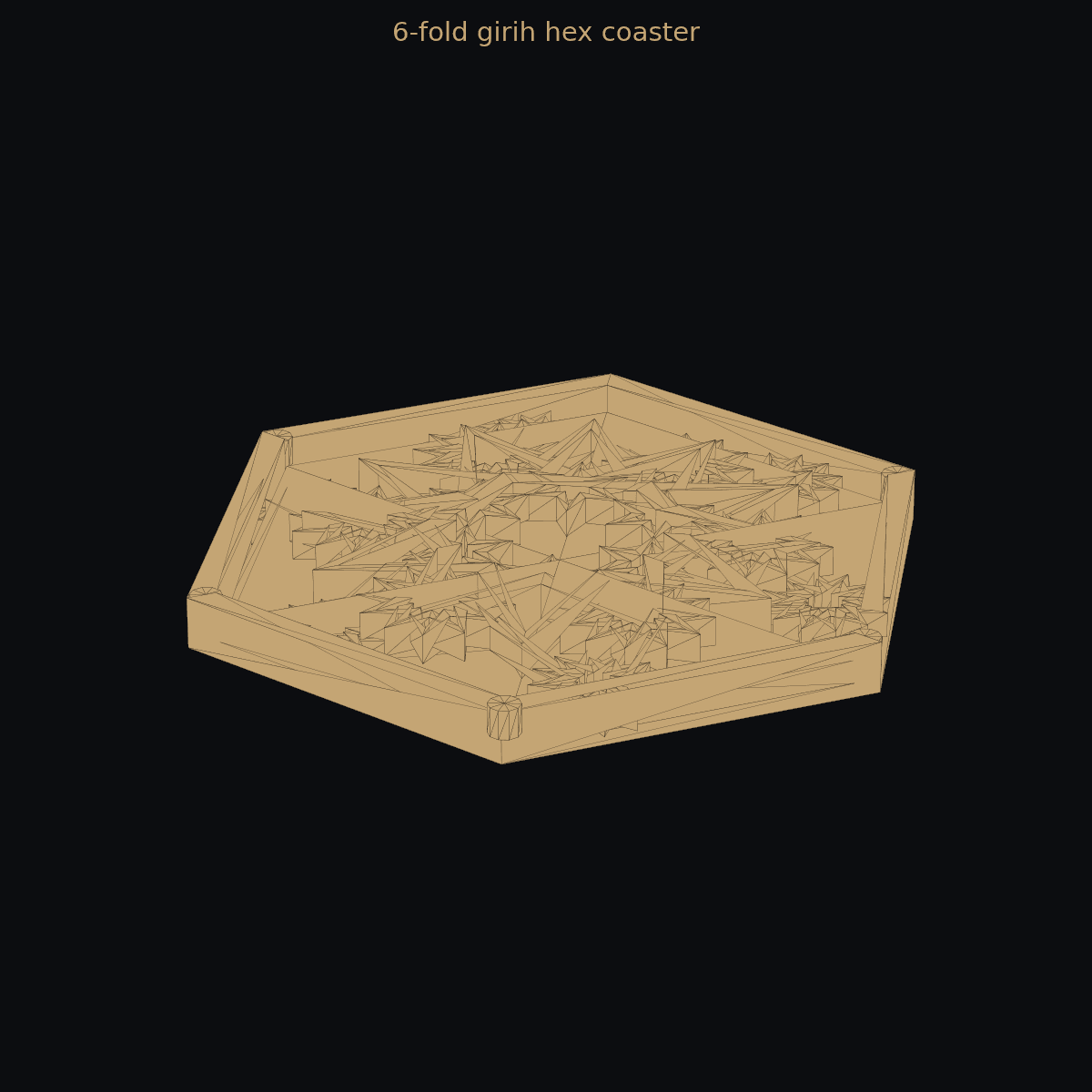 6-fold girih hex coaster — 3D print (tessellates)