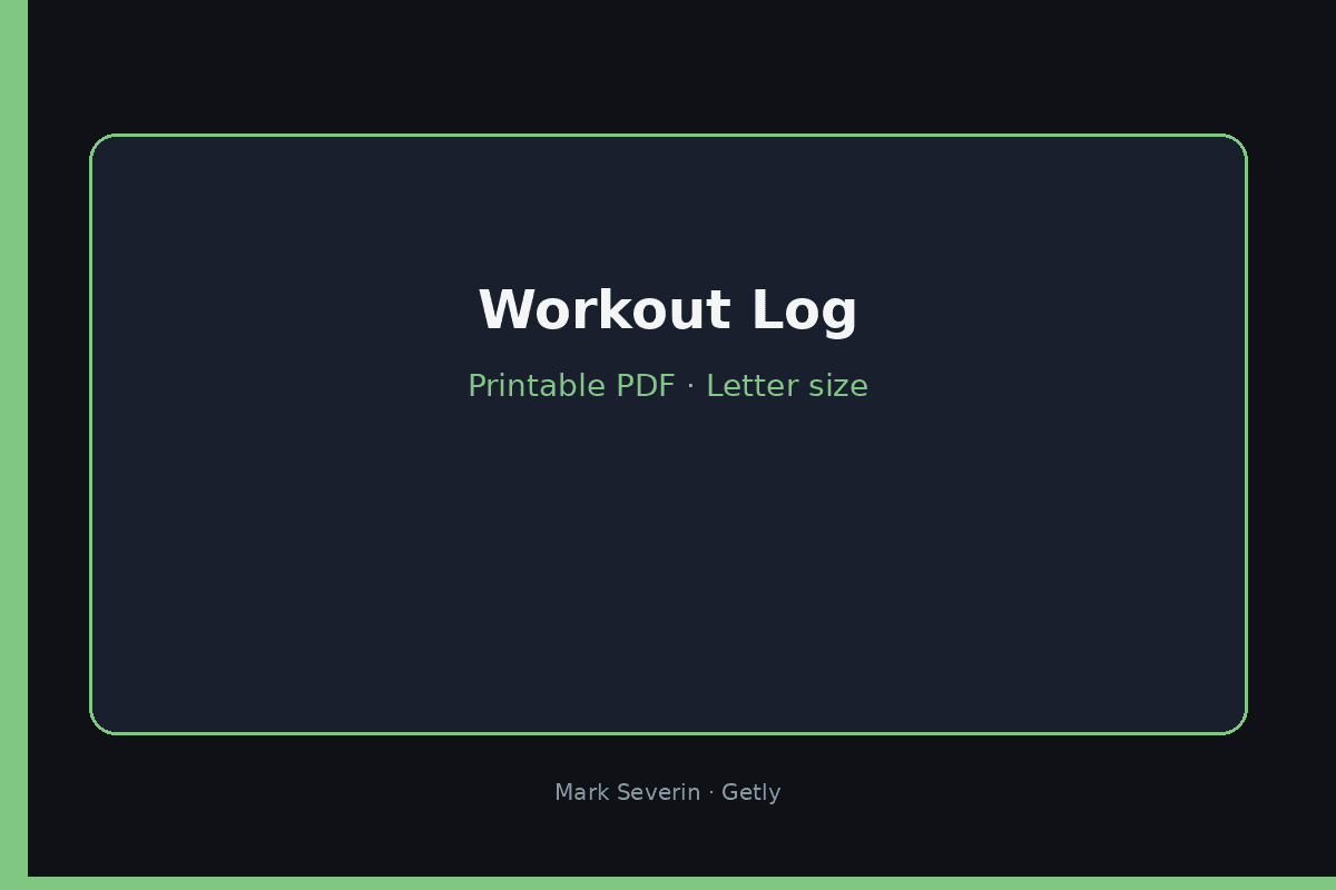 Workout Log — Printable PDF