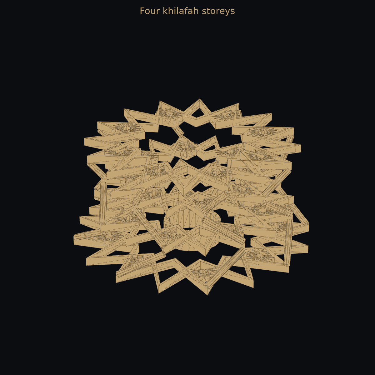 Four khilafah storeys — 3D sculpture (two-color)