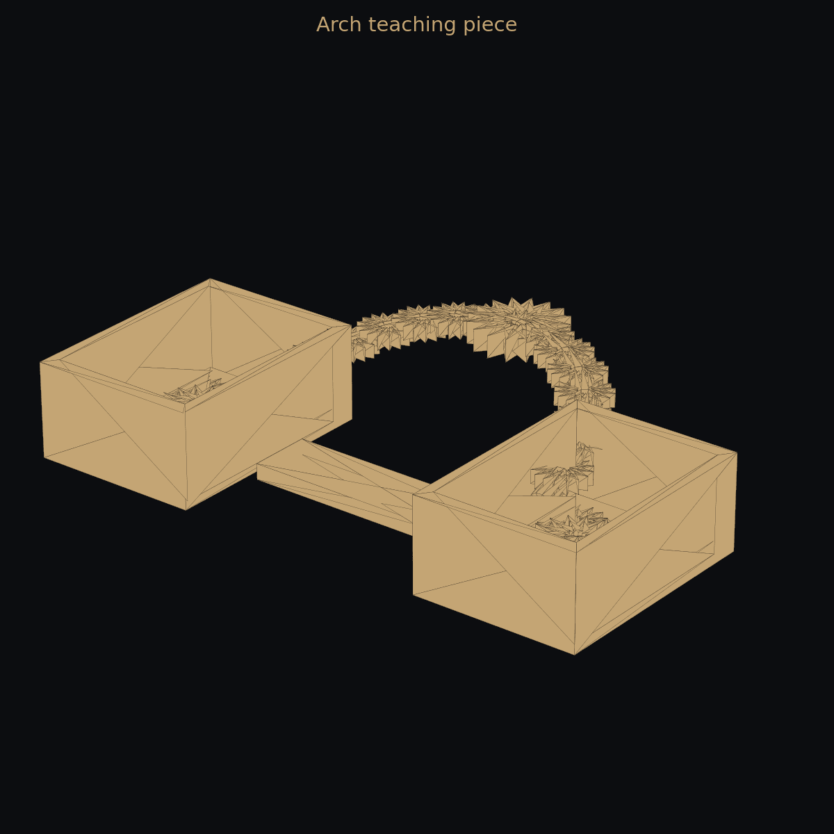 Arch teaching piece — 3D schematic (two-color)