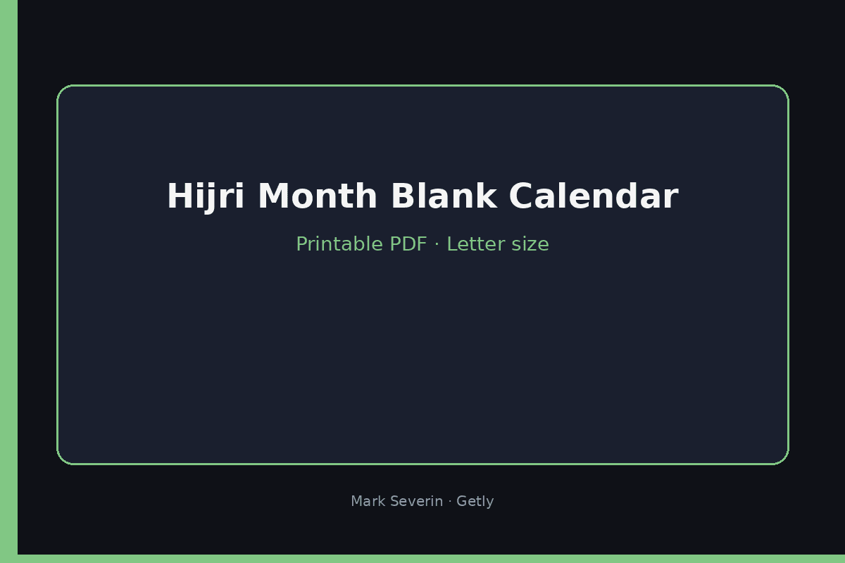 Hijri Month Blank Calendar — Printable PDF