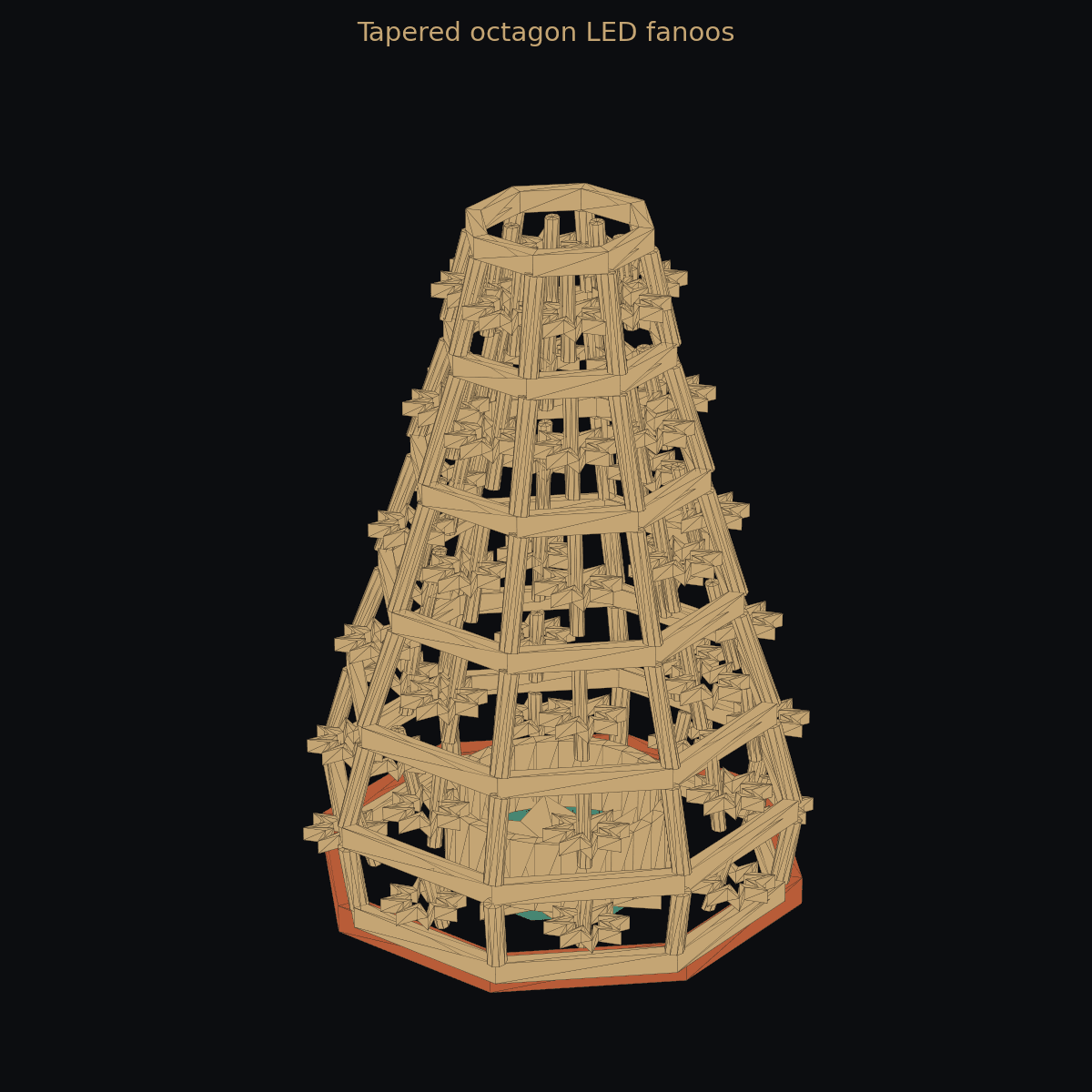 Tapered octagon LED fanoos — 3D print (two-color)