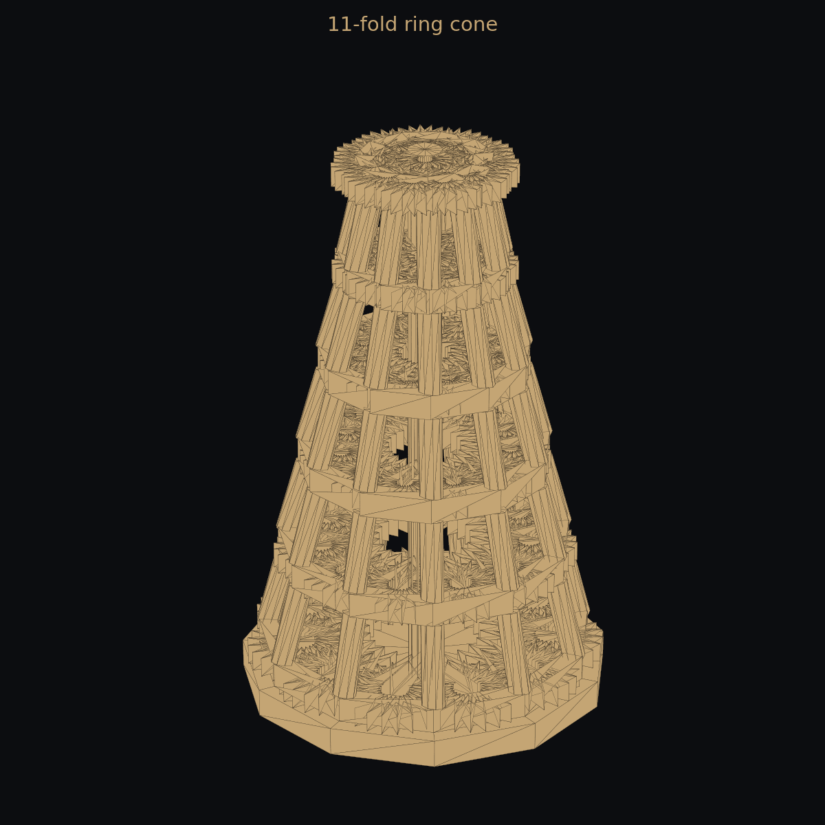 11-fold ring cone — 3D print (two-color)